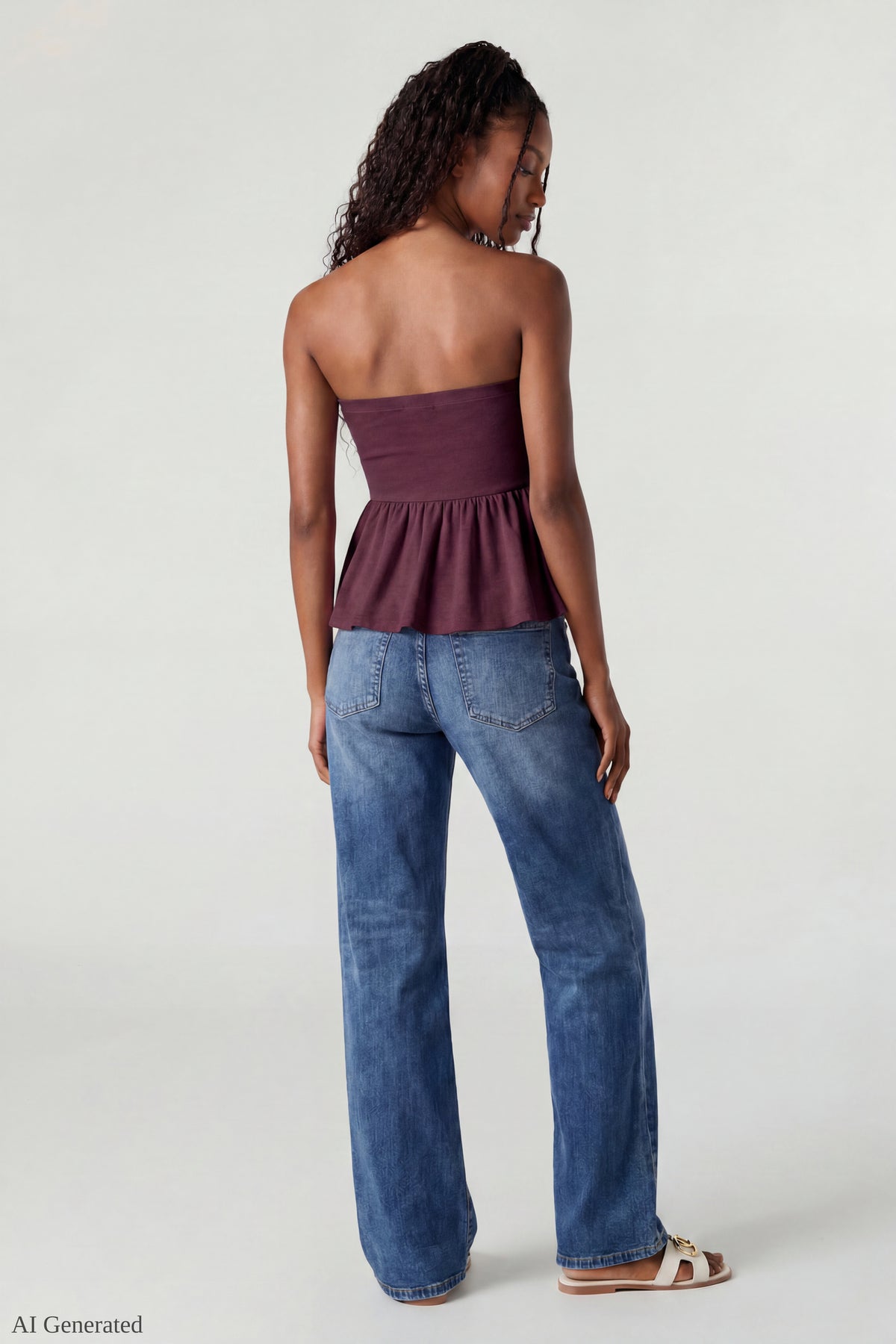 Alt View 3. Babydoll Tube Top - Dark Purple