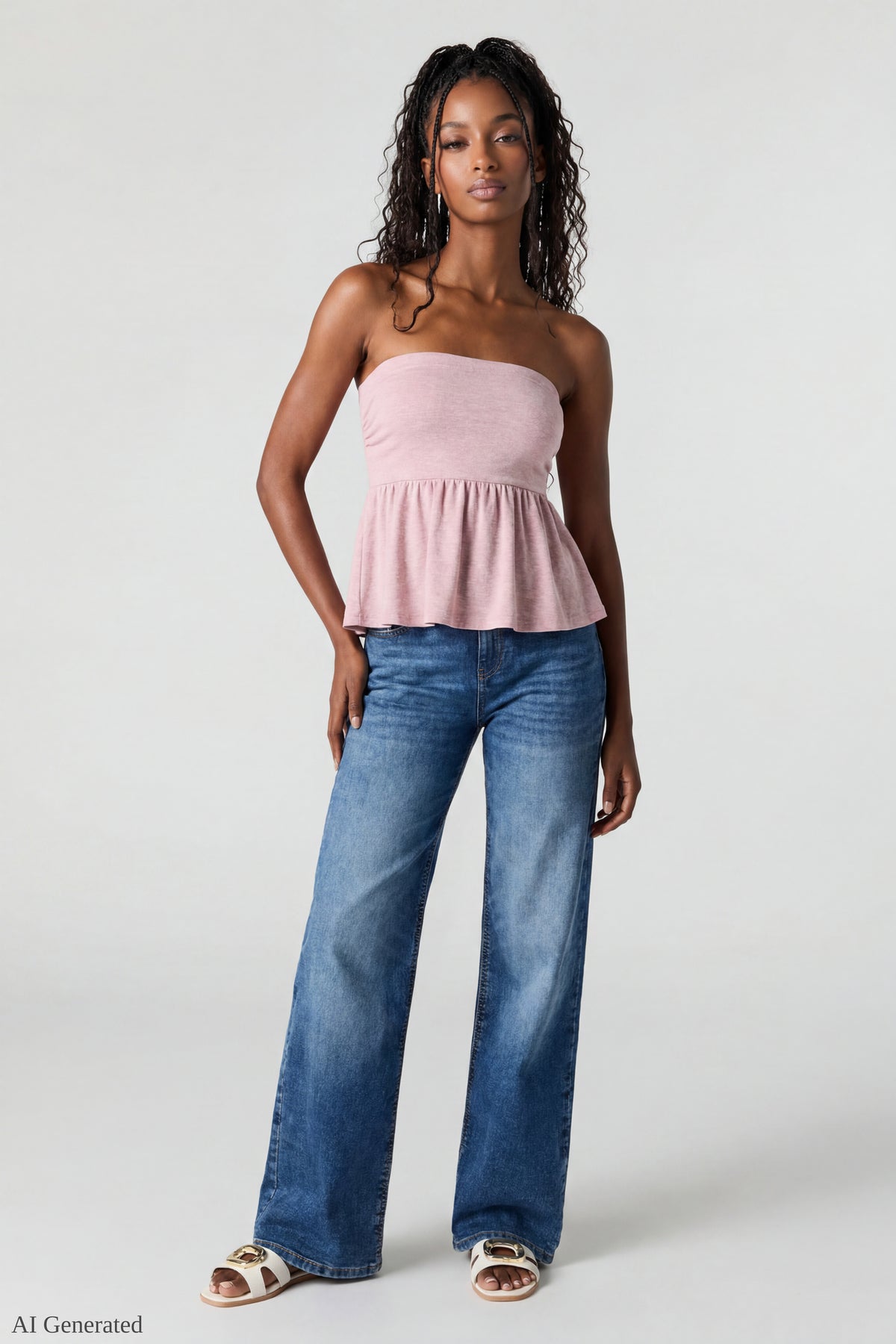 Alt View 2. Babydoll Tube Top - Pink