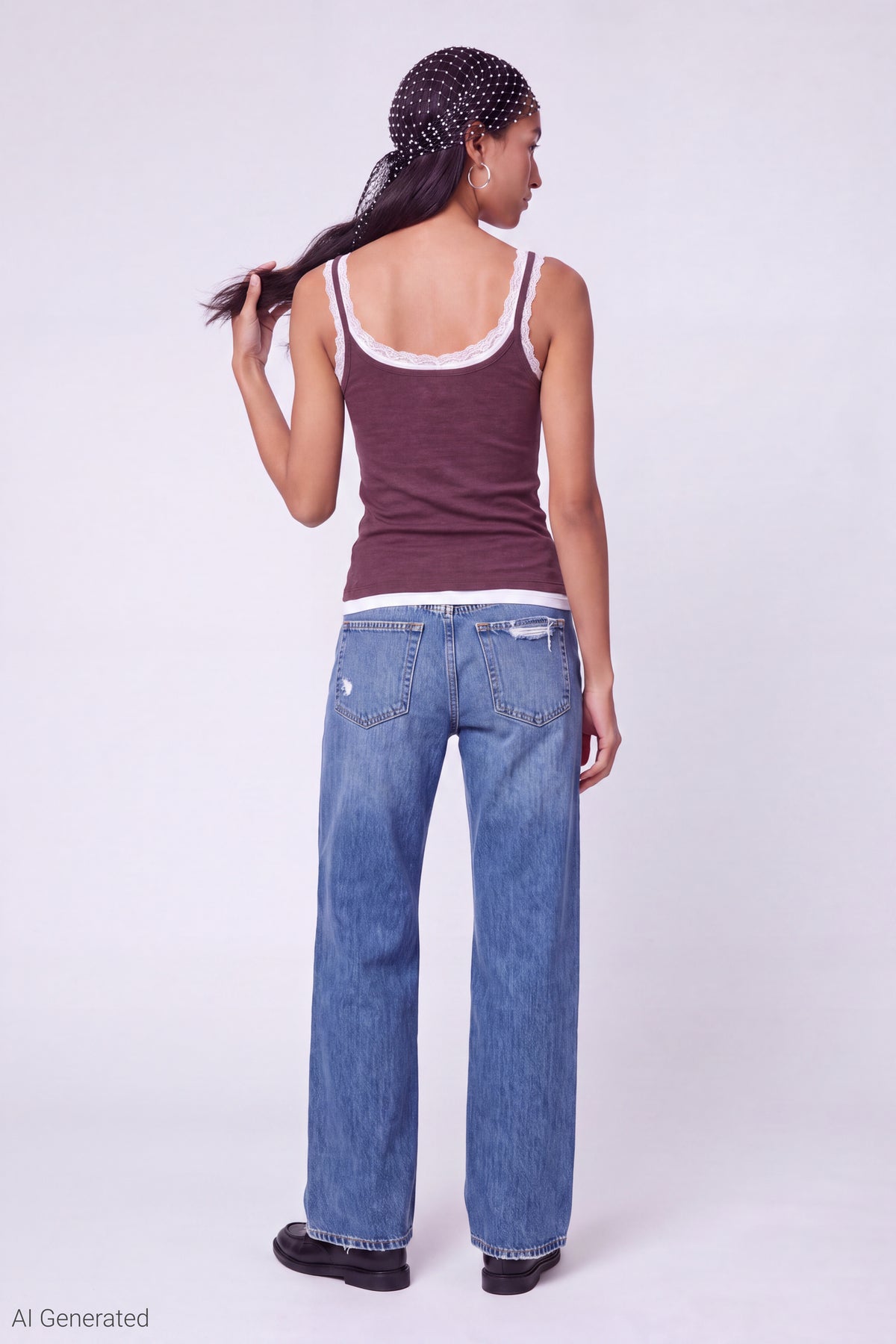 Alt View 3. Ribbed Lace Trim Layered Twofer Tank - Dark Purple