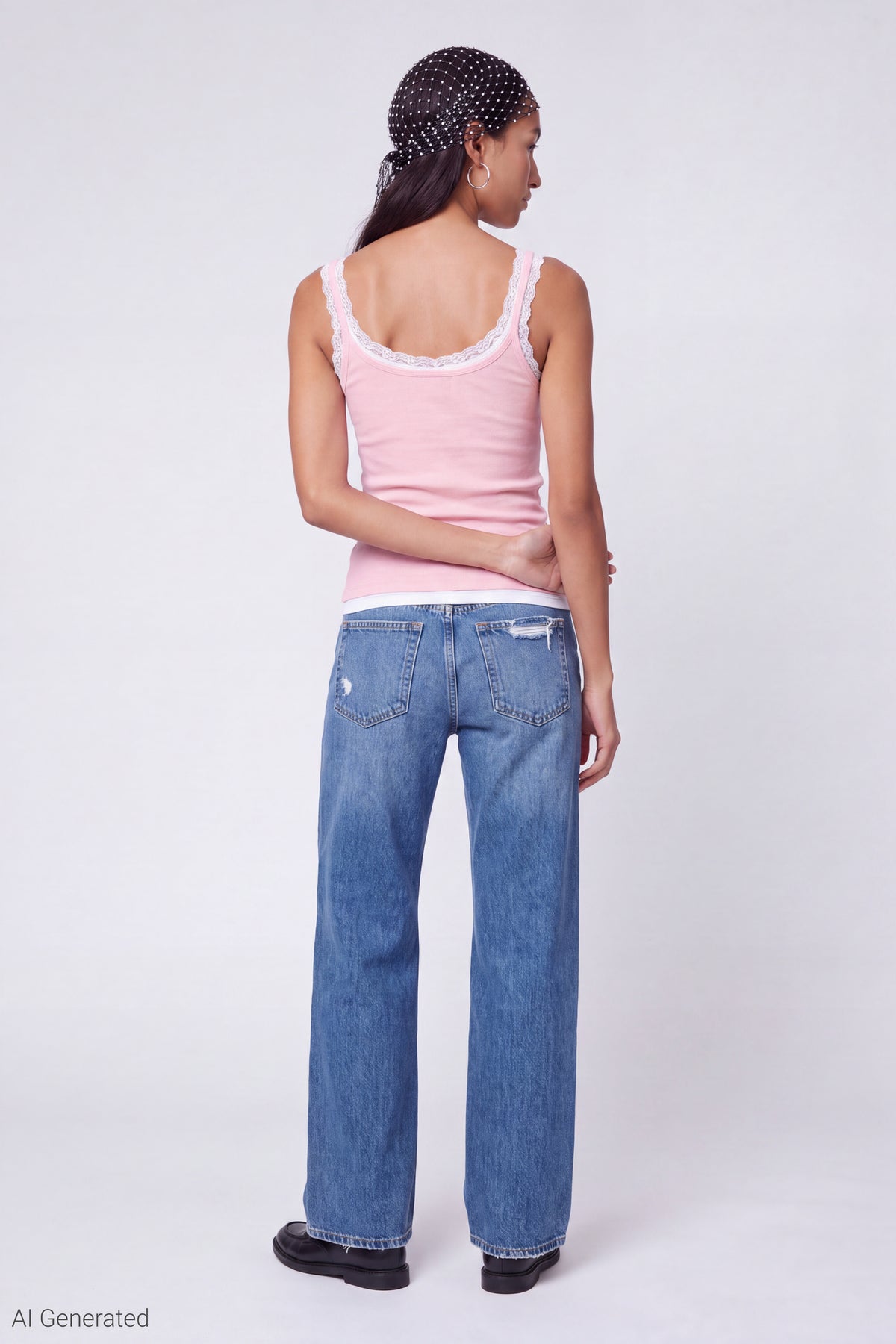 Alt View 3. Ribbed Lace Trim Layered Twofer Tank - Pink