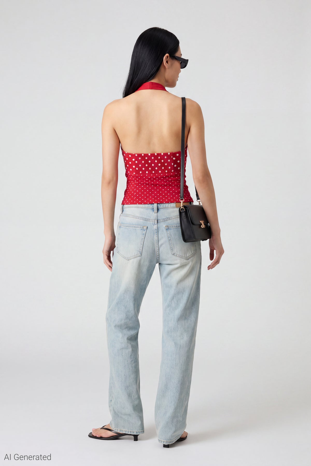Alt View 3. Polka Dot Halter Top - Red