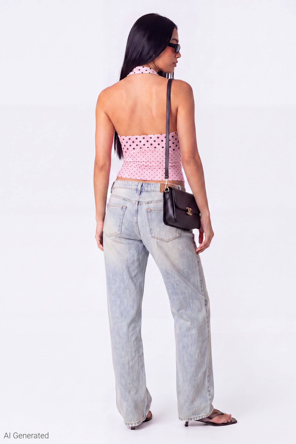 Alt View 3. Polka Dot Halter Top - Pink
