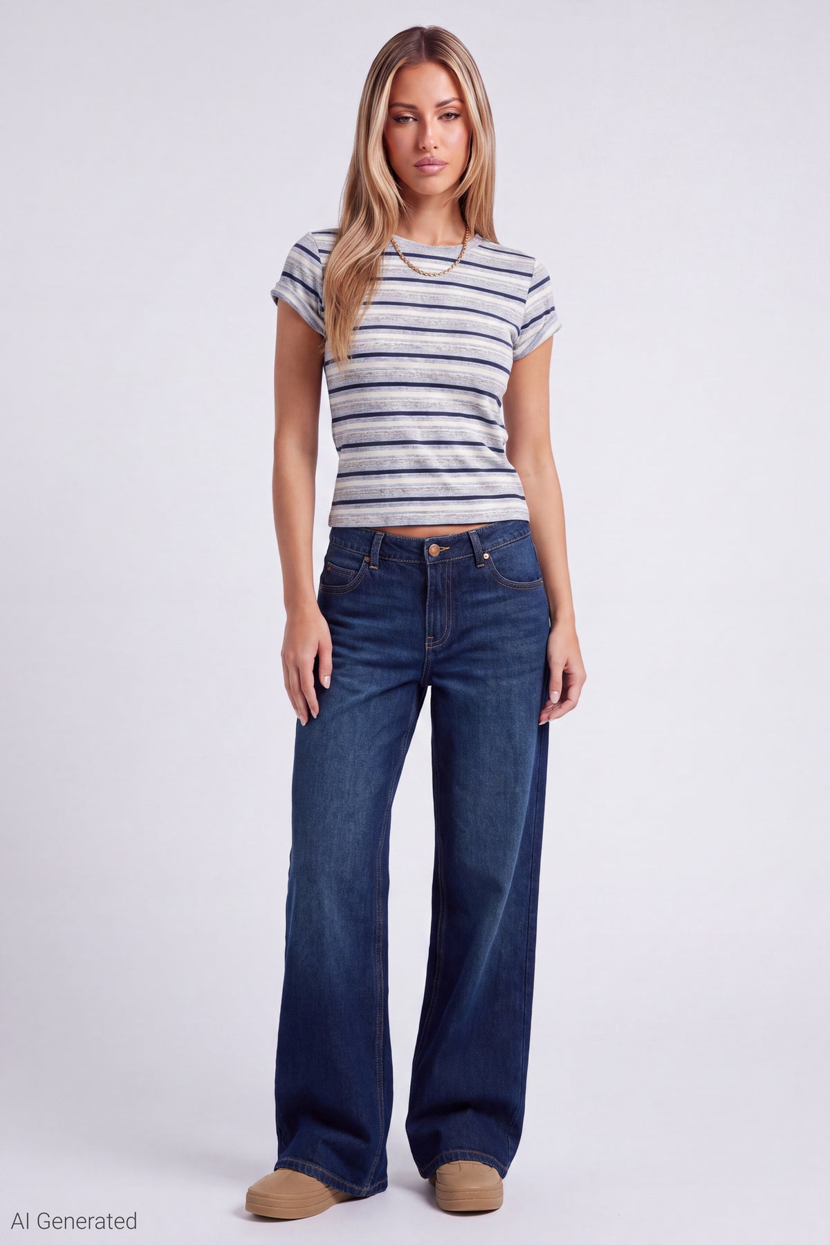 Alt View 2. Striped T-Shirt - Heather Grey