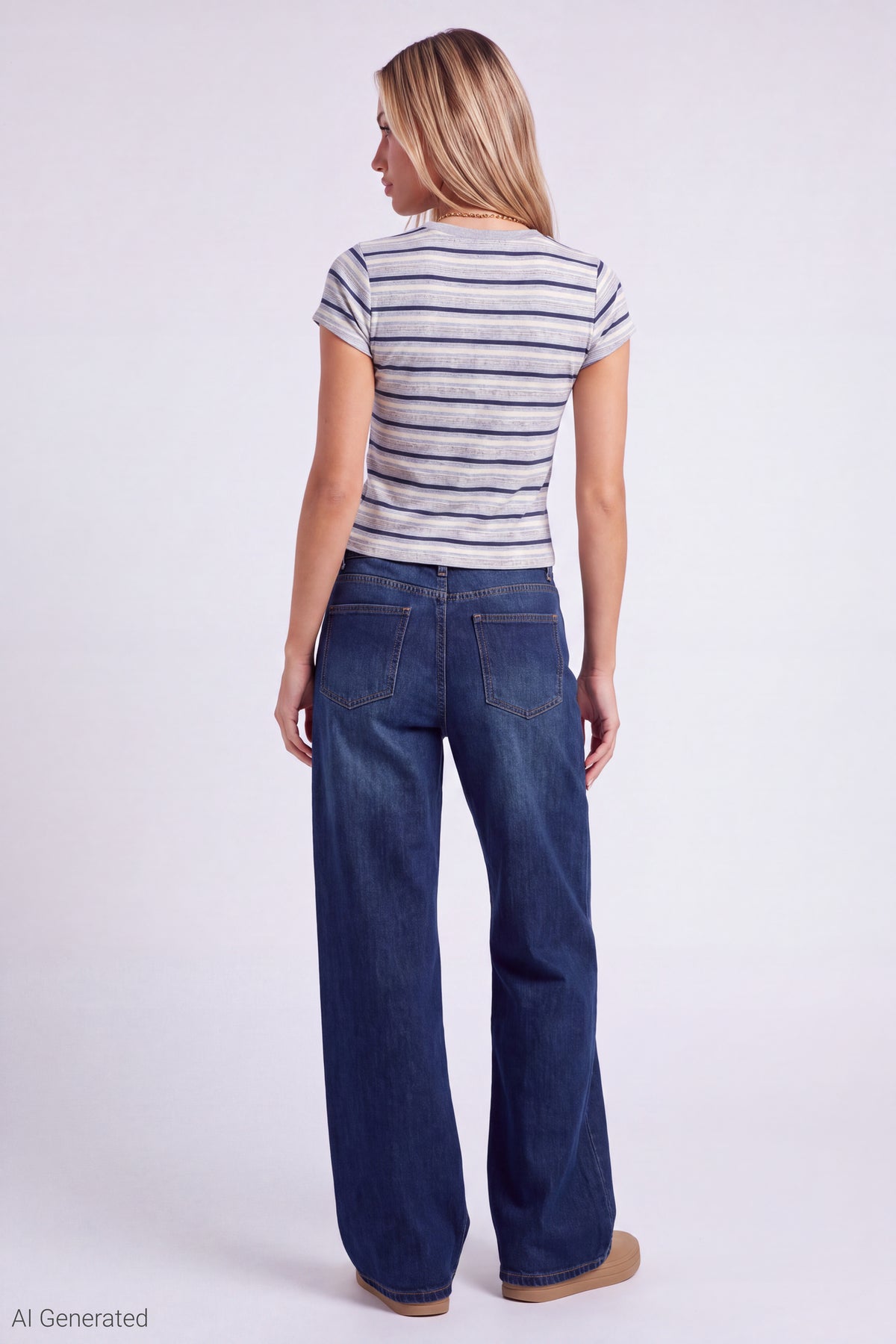 Alt View 3. Striped T-Shirt - Heather Grey