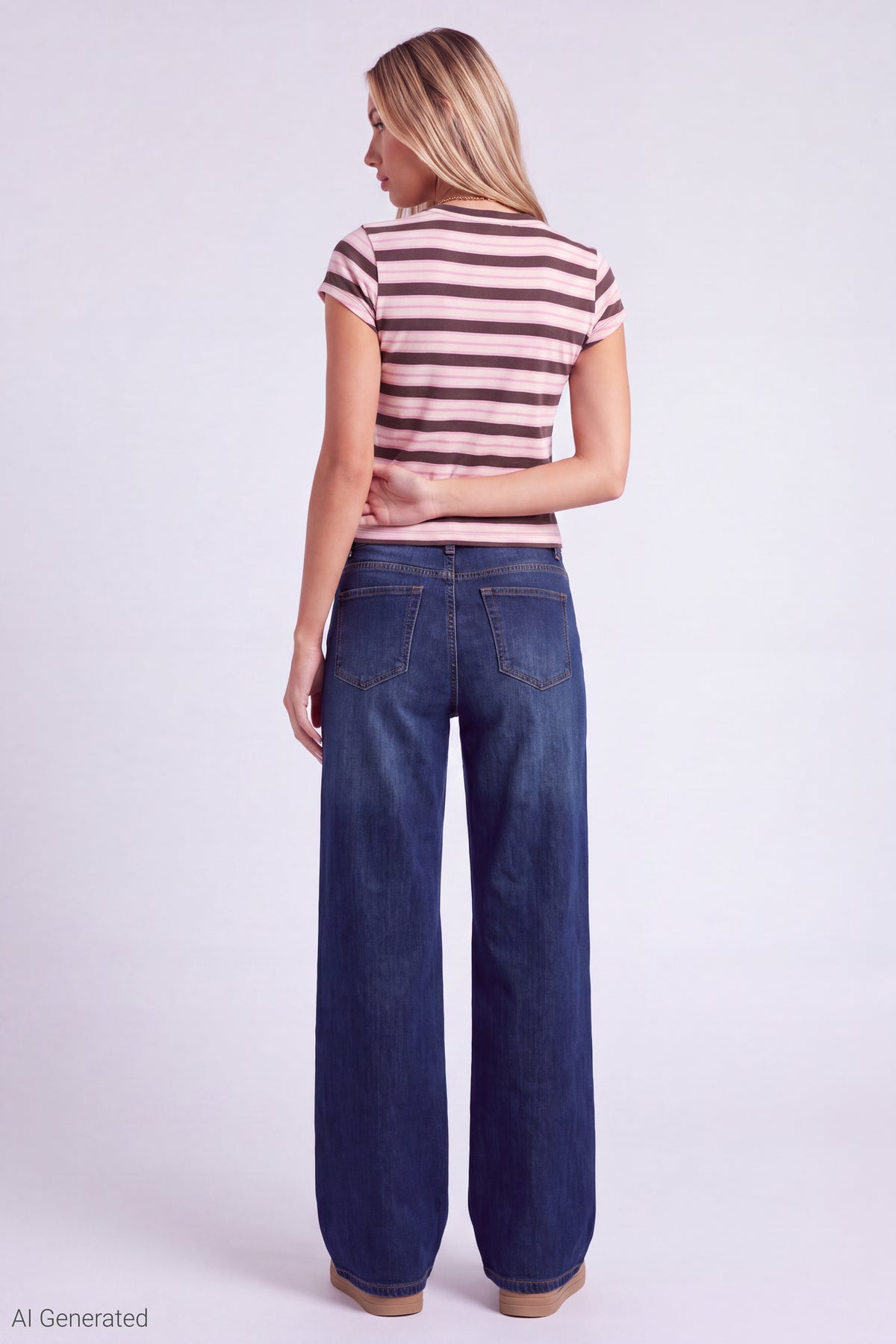 Alt View 3. Striped T-Shirt - Brown