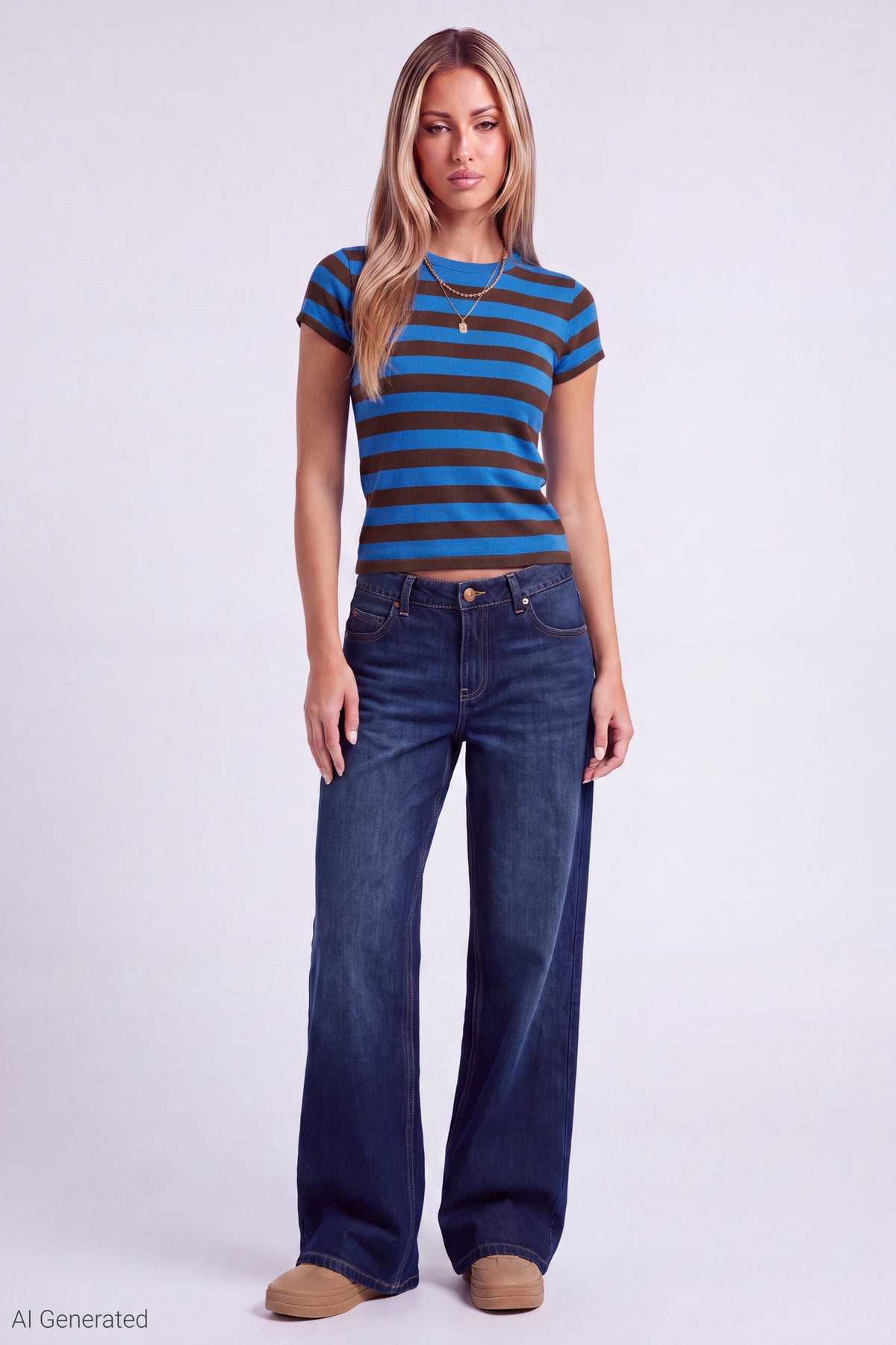 Alt View 2. Striped T-Shirt - Royal Blue