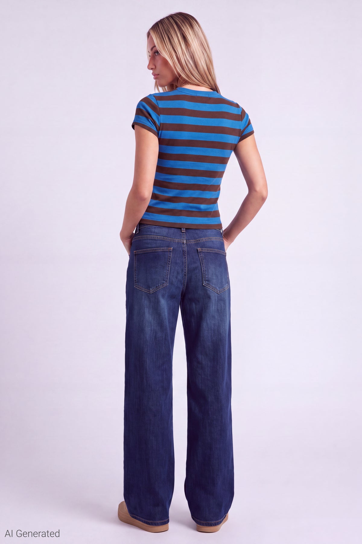 Alt View 3. Striped T-Shirt - Royal Blue