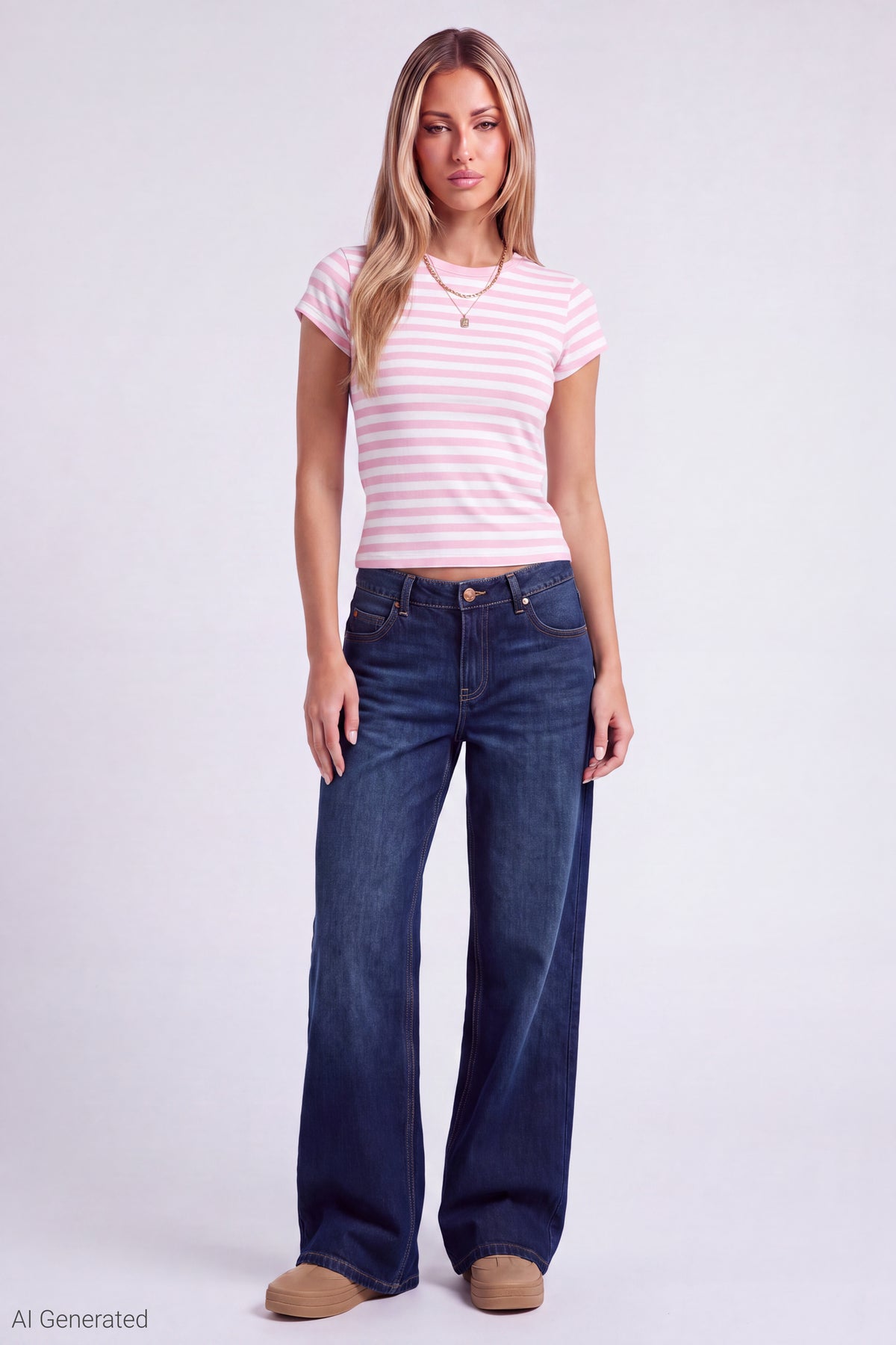 Alt View 2. Striped T-Shirt - Pink