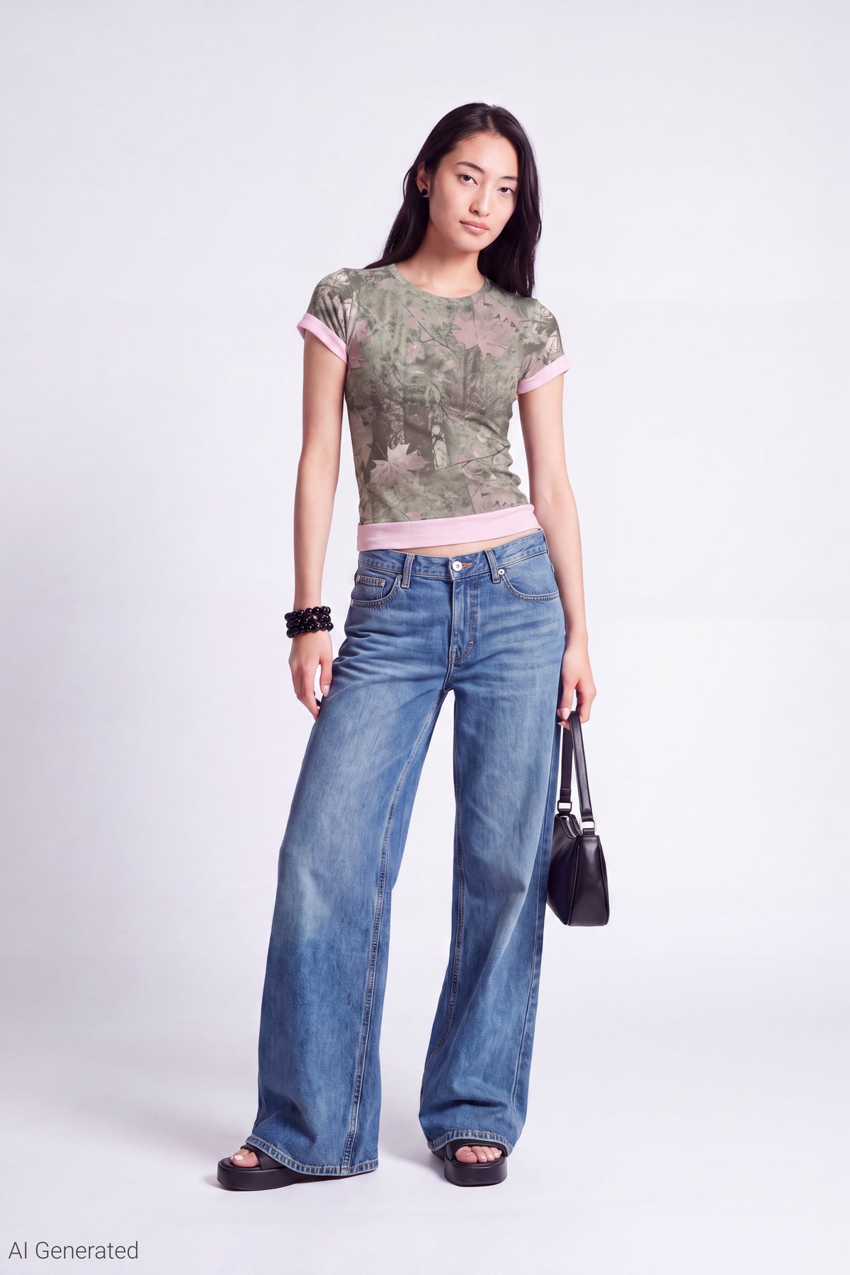 Alt View 2. Short Sleeve Layered Twofer Top - Sage