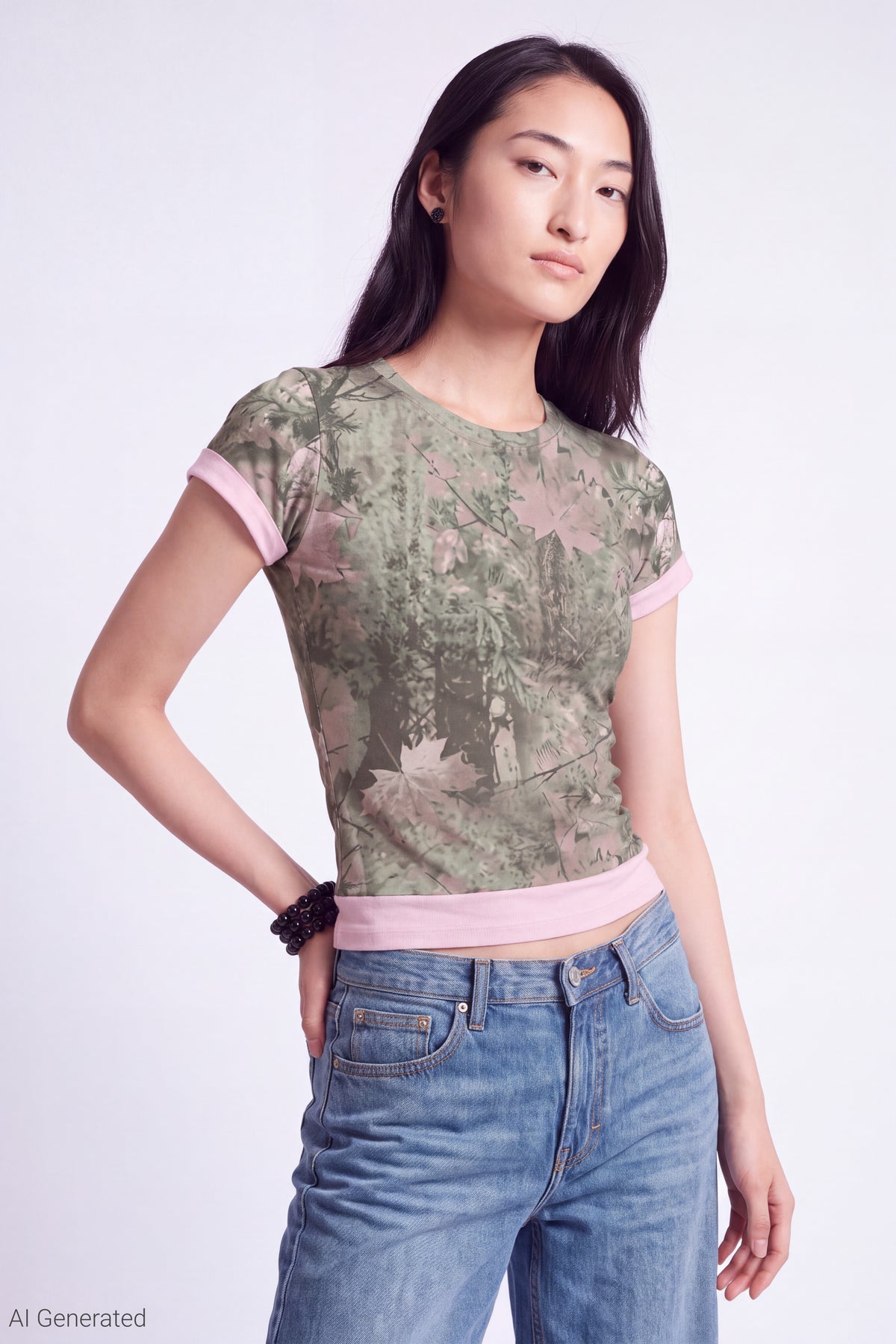 Short Sleeve Layered Twofer Top - Sage