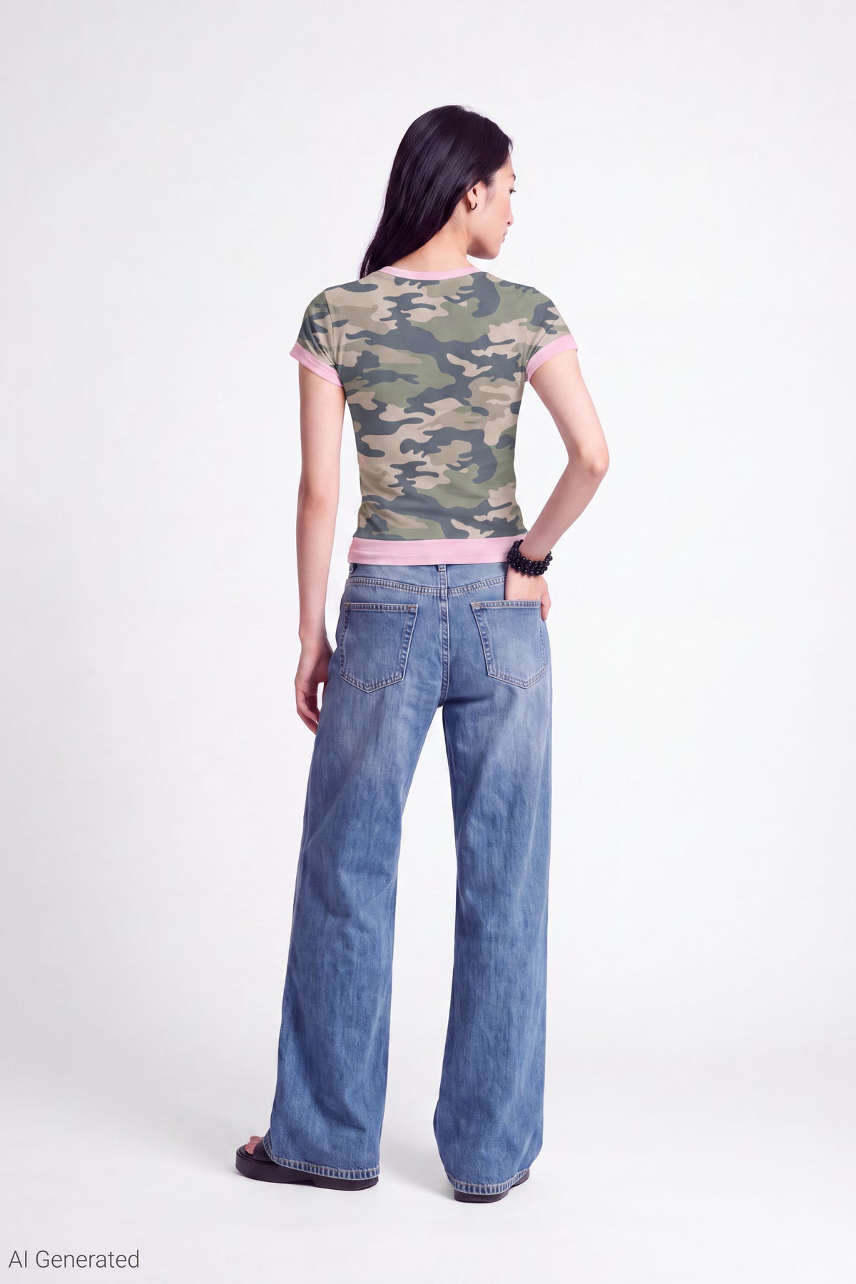Alt View 3. Short Sleeve Layered Twofer Top - Camouflage