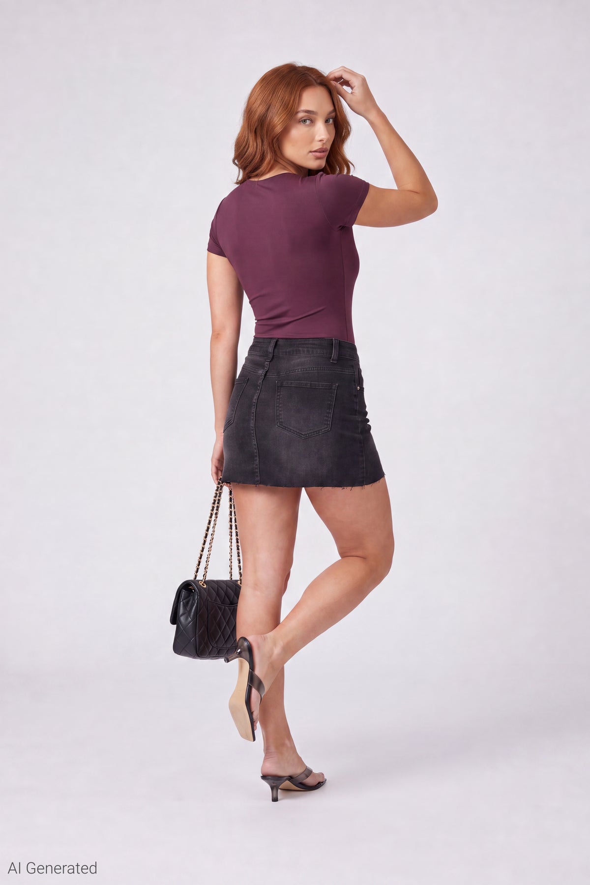 Alt View 3. Wrap T-Shirt - Dark Purple