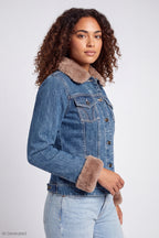 Faux Fur Trim Denim Jacket