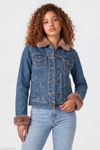Faux Fur Trim Denim Jacket