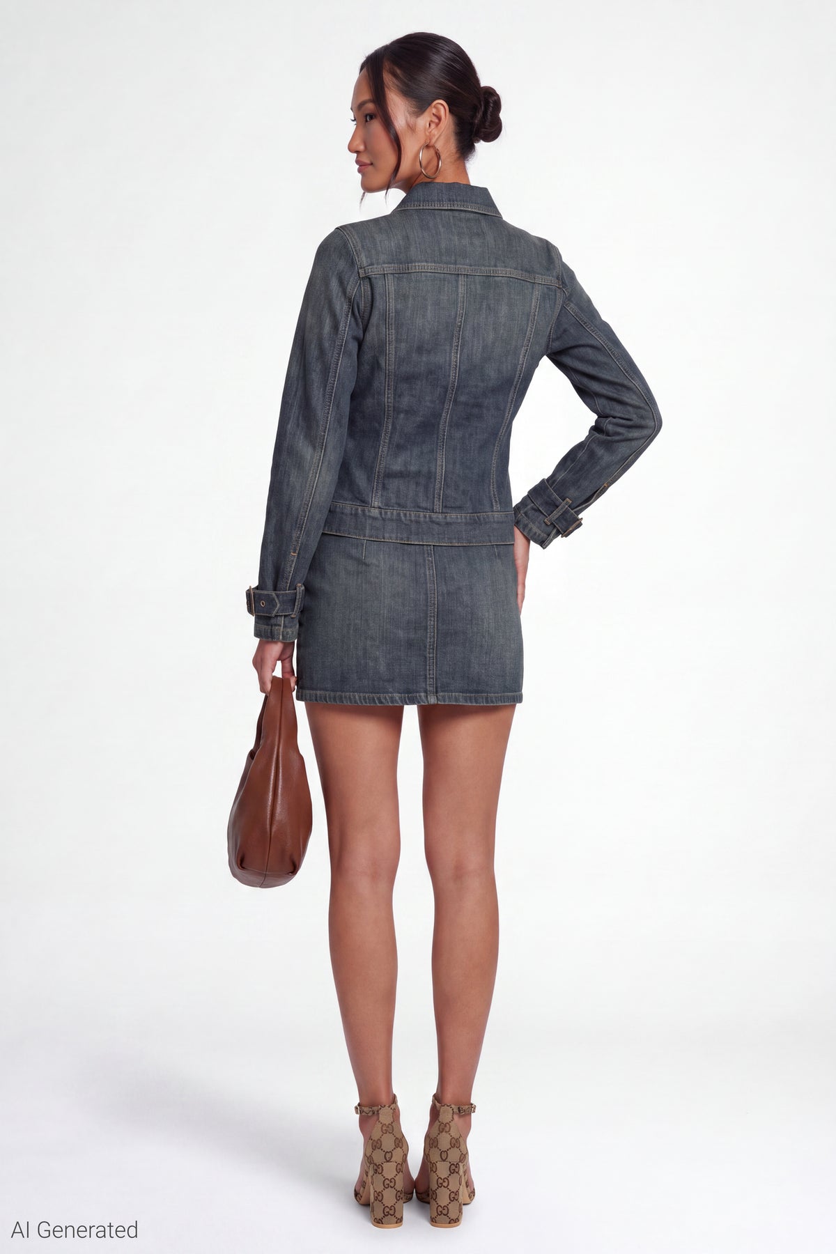 Alt View 3. Button Detail Denim Jacket - Denim Blue