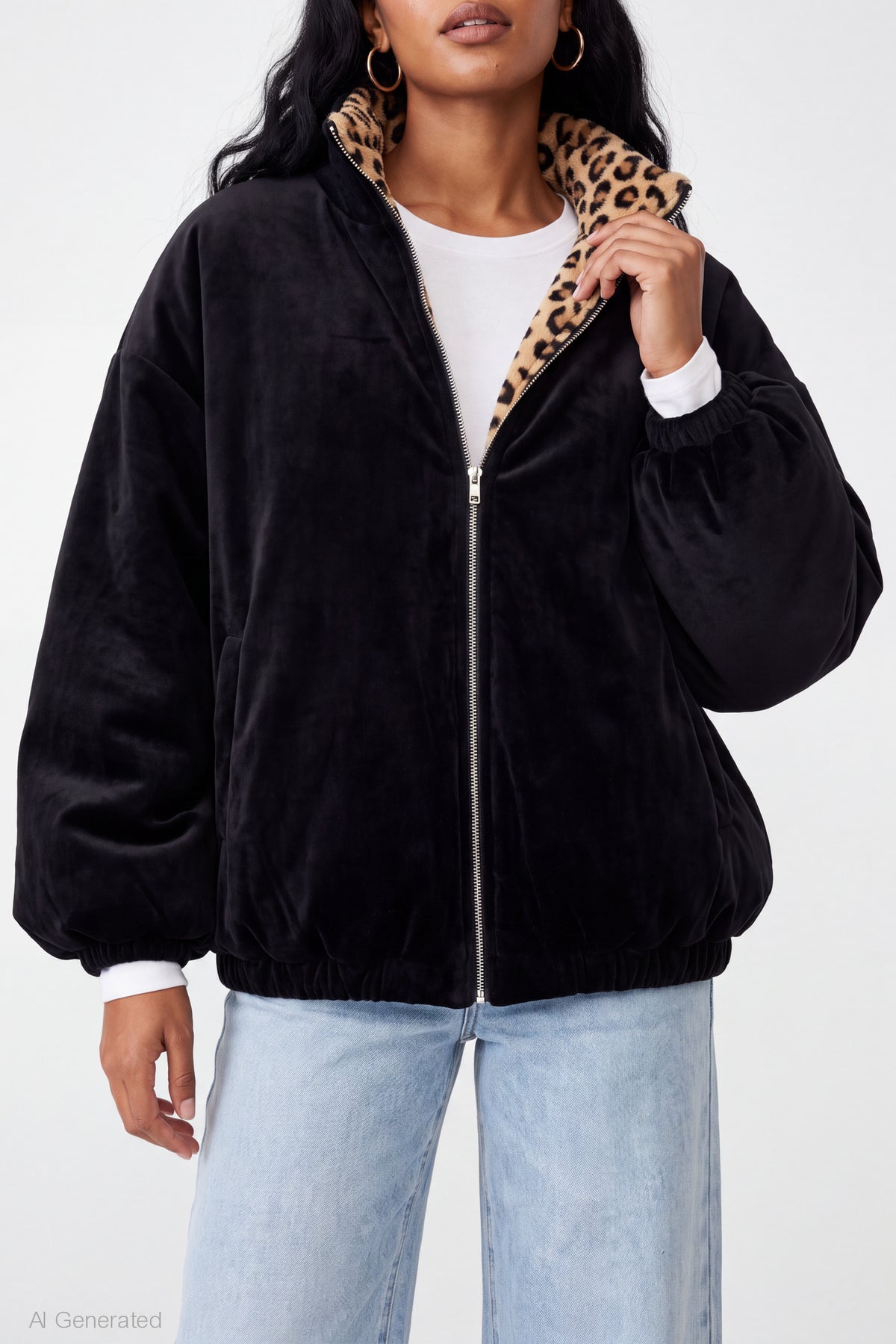 Alt View 5. Reversible Fleece Zip Jacket - Black
