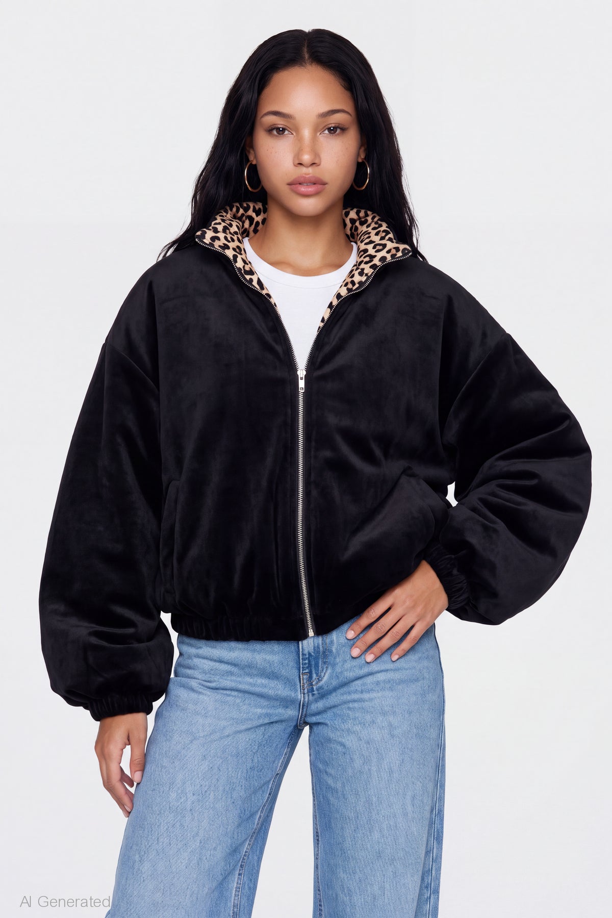 Reversible Fleece Zip Jacket - Black