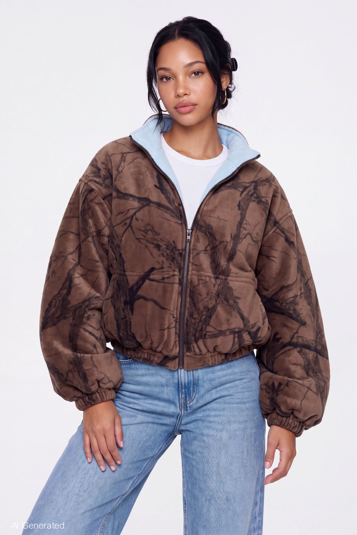 Alt View 2. Reversible Fleece Zip Jacket - Light Blue