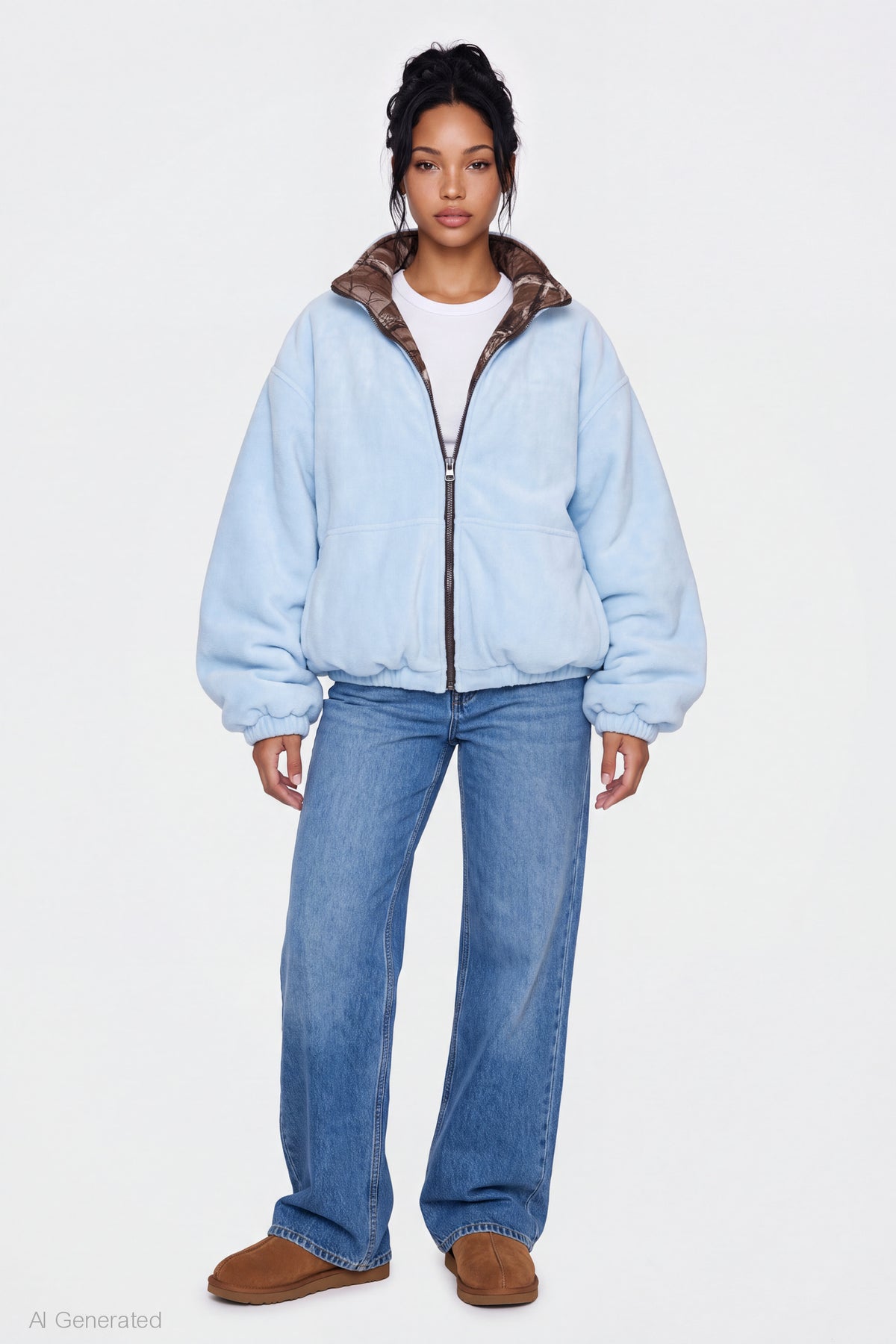 Alt View 4. Reversible Fleece Zip Jacket - Light Blue
