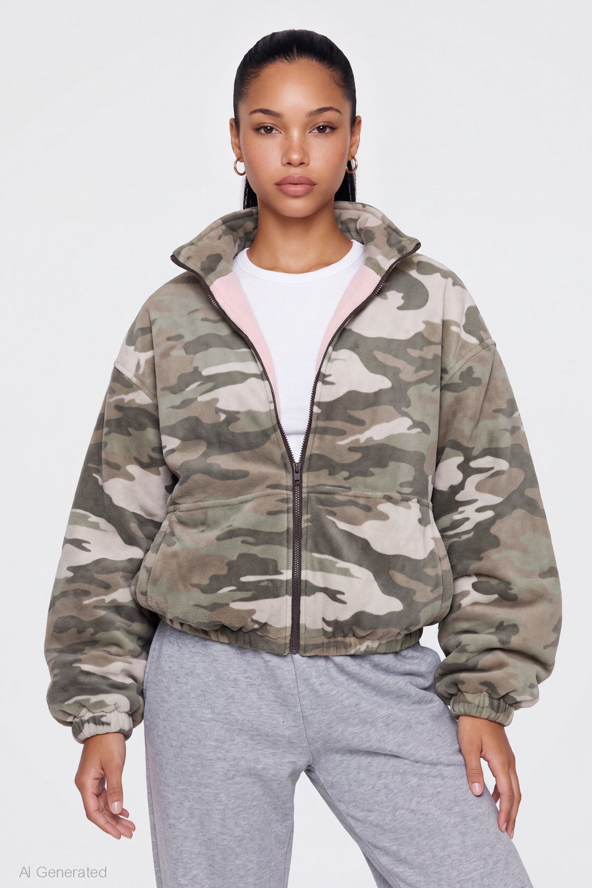 Alt View 2. Reversible Fleece Zip Jacket - Pink