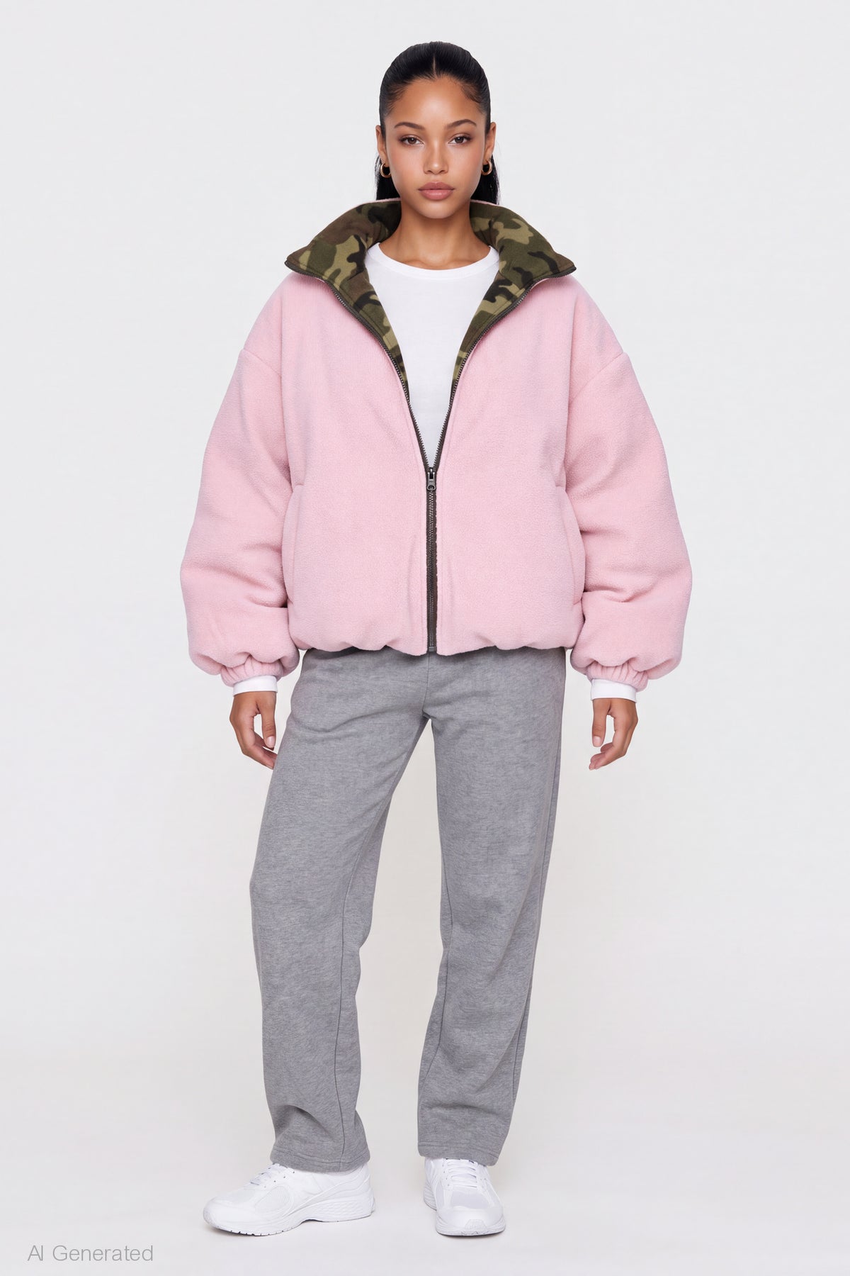 Alt View 4. Reversible Fleece Zip Jacket - Pink