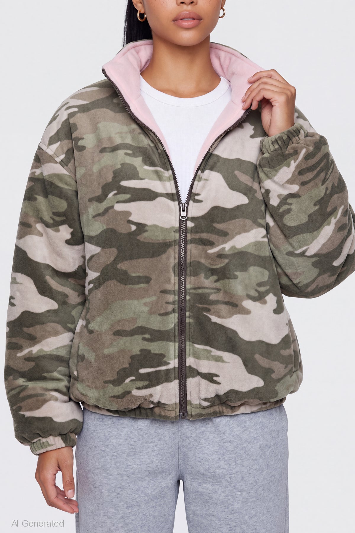 Alt View 6. Reversible Fleece Zip Jacket - Pink