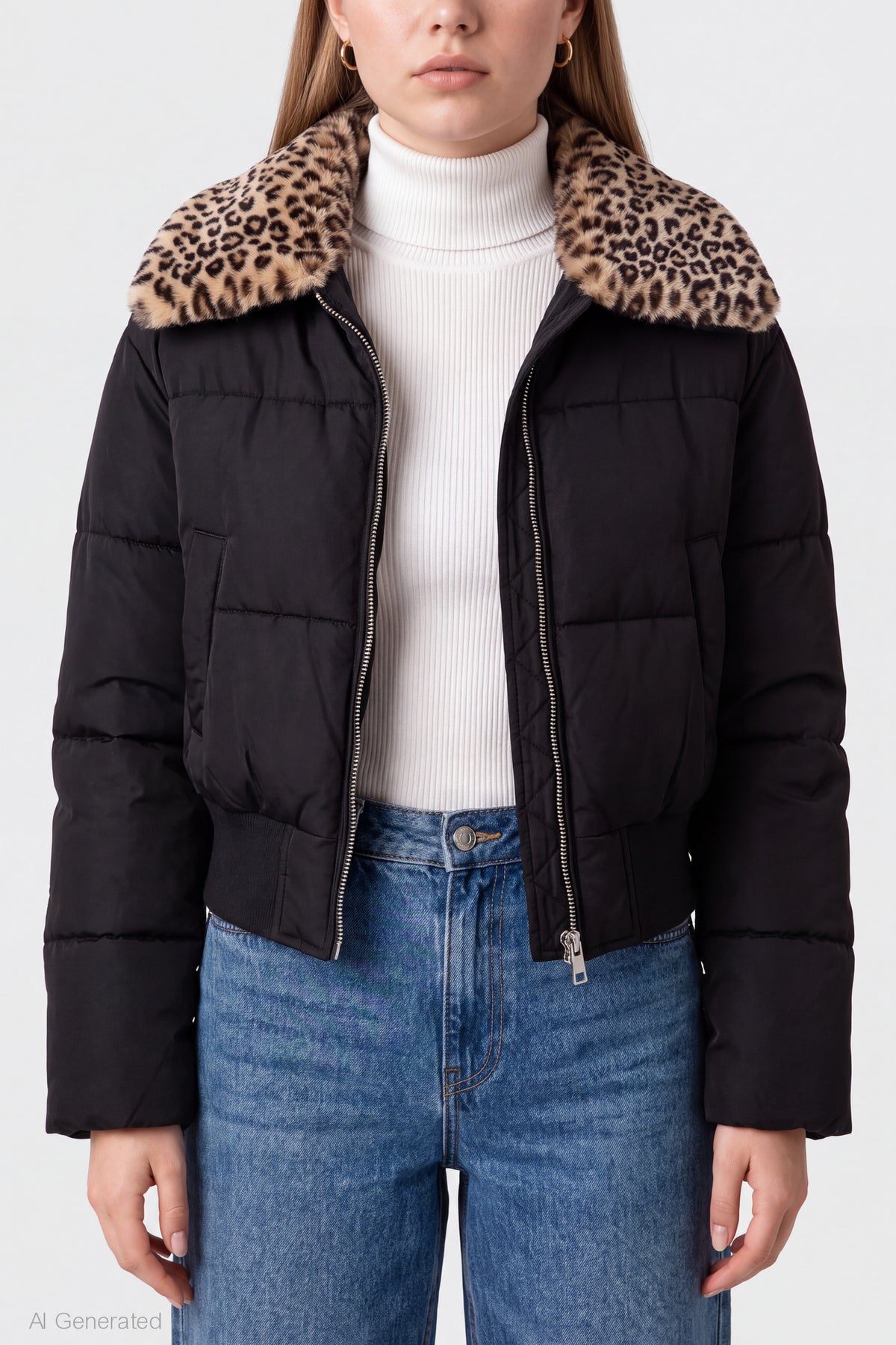 Alt View 4. Faux Fur Collared Jacket - Black