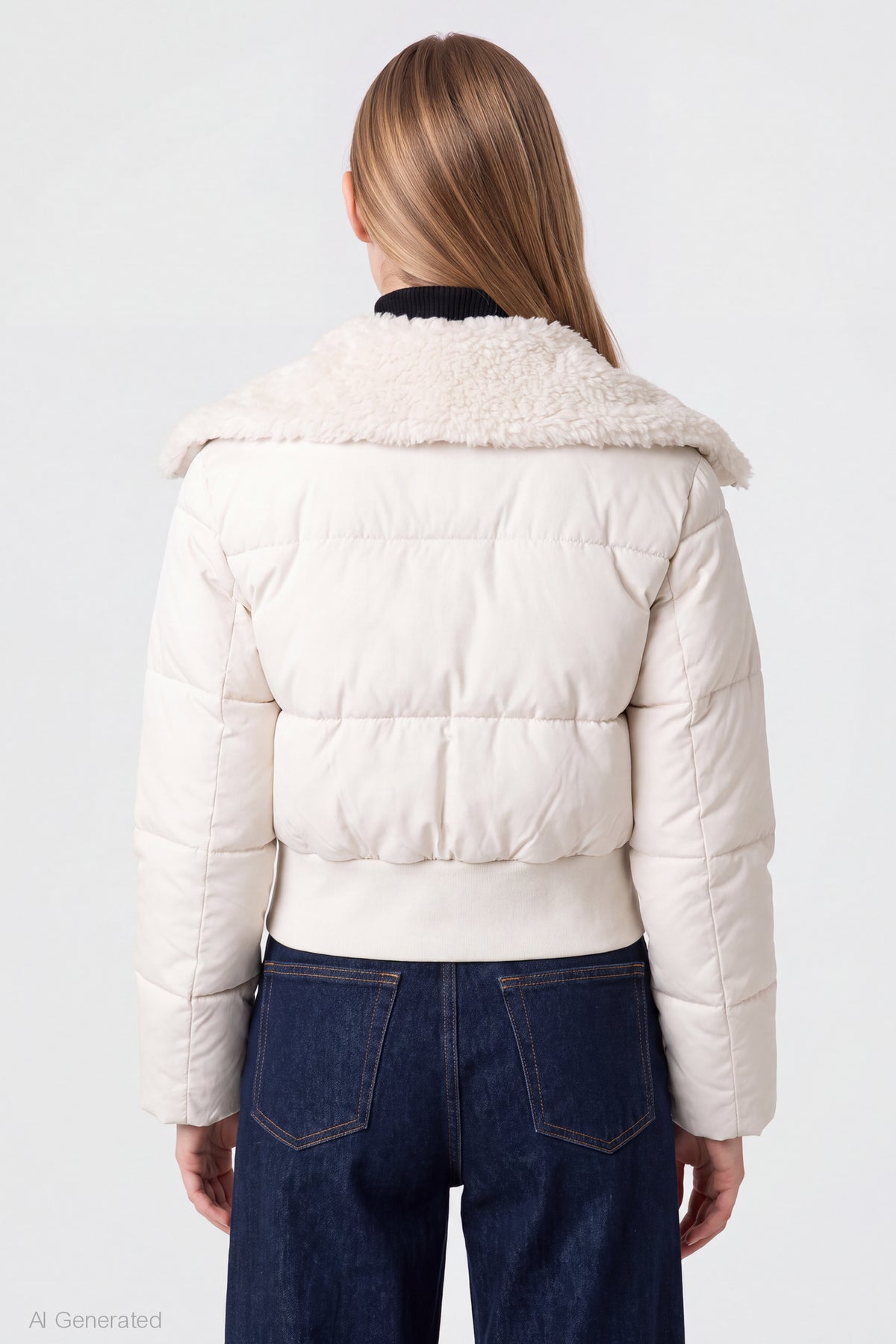 Alt View 2. Faux Fur Collared Jacket - White