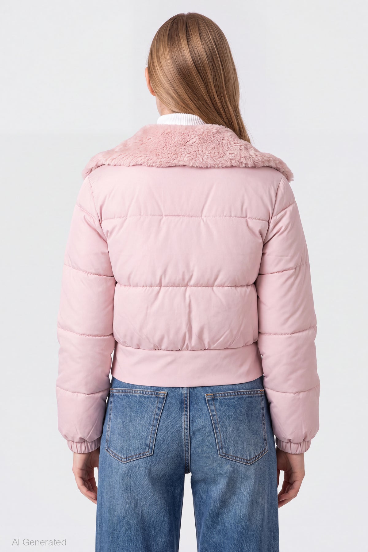 Alt View 2. Faux Fur Collared Jacket - Pink