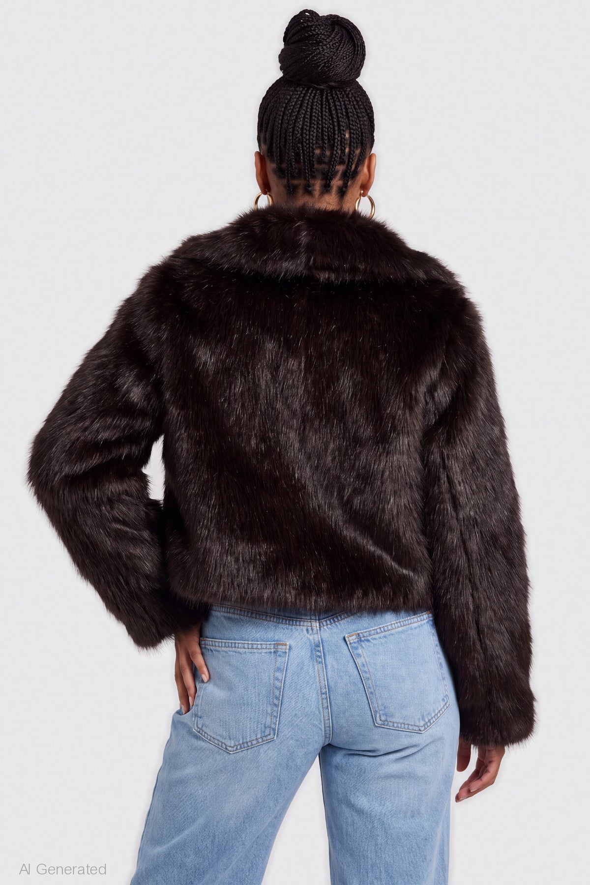 Alt View 2. Faux Fur Zip Jacket - Brown