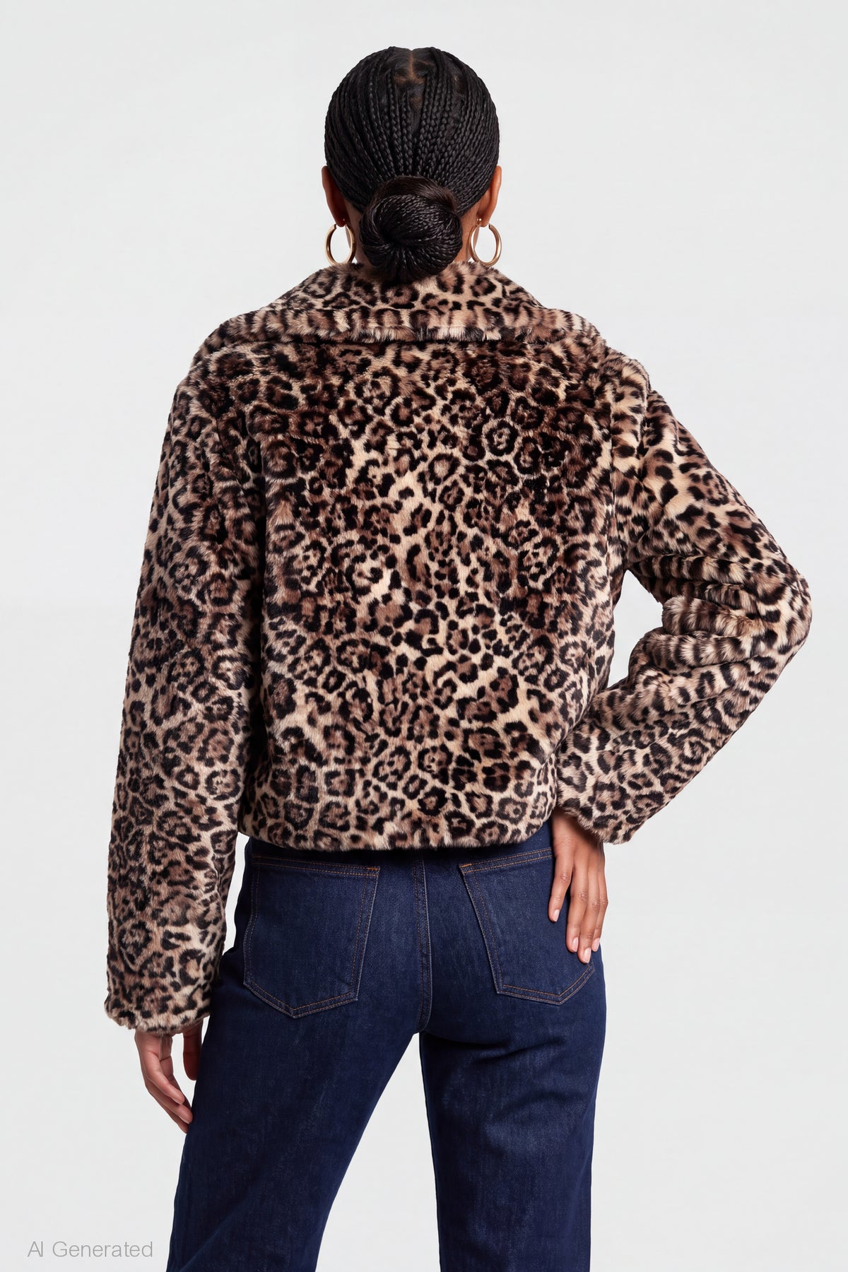 Alt View 2. Faux Fur Zip Jacket - Leopard