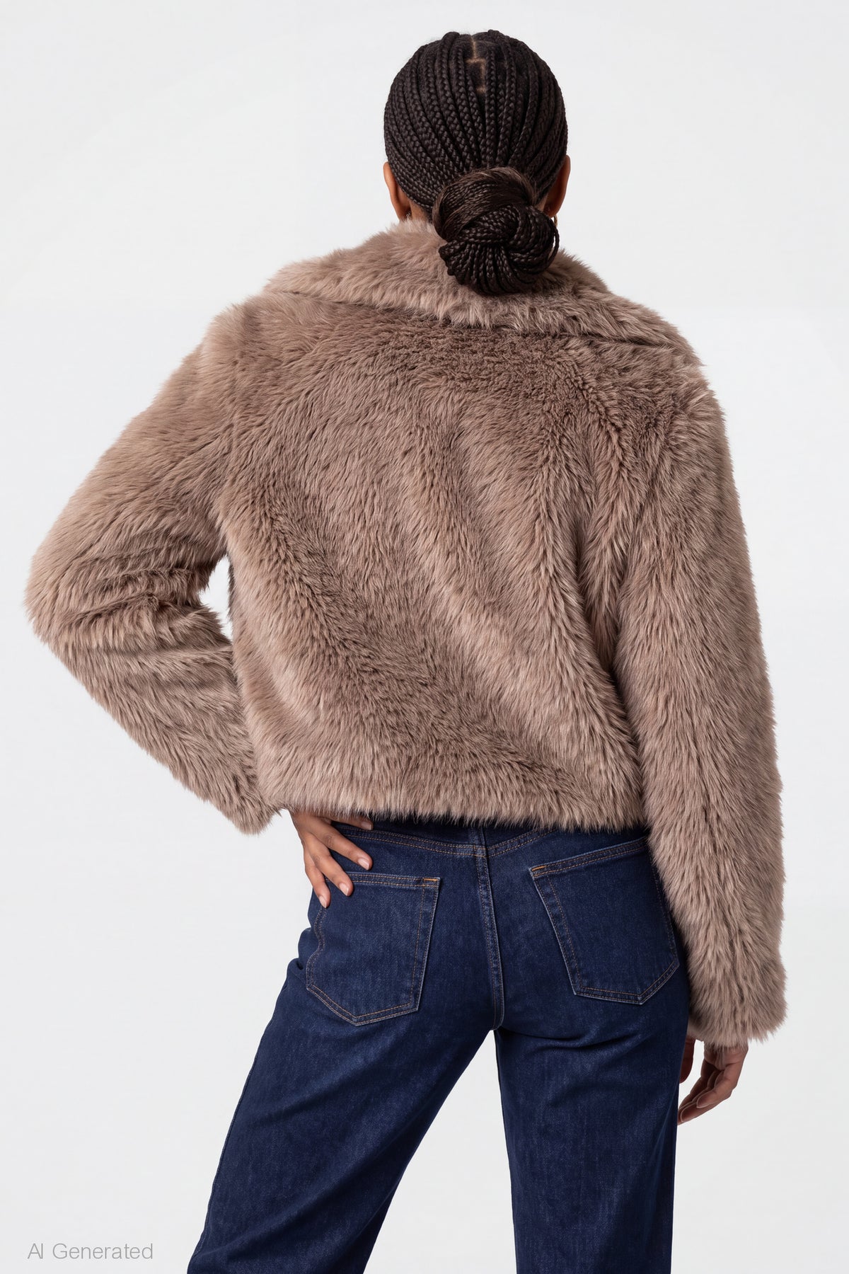 Alt View 2. Faux Fur Zip Jacket - Taupe