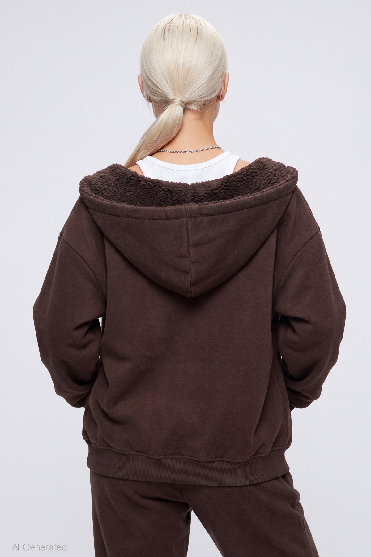 Alt View 2. Sherpa Lined Zip Hoodie - Brown