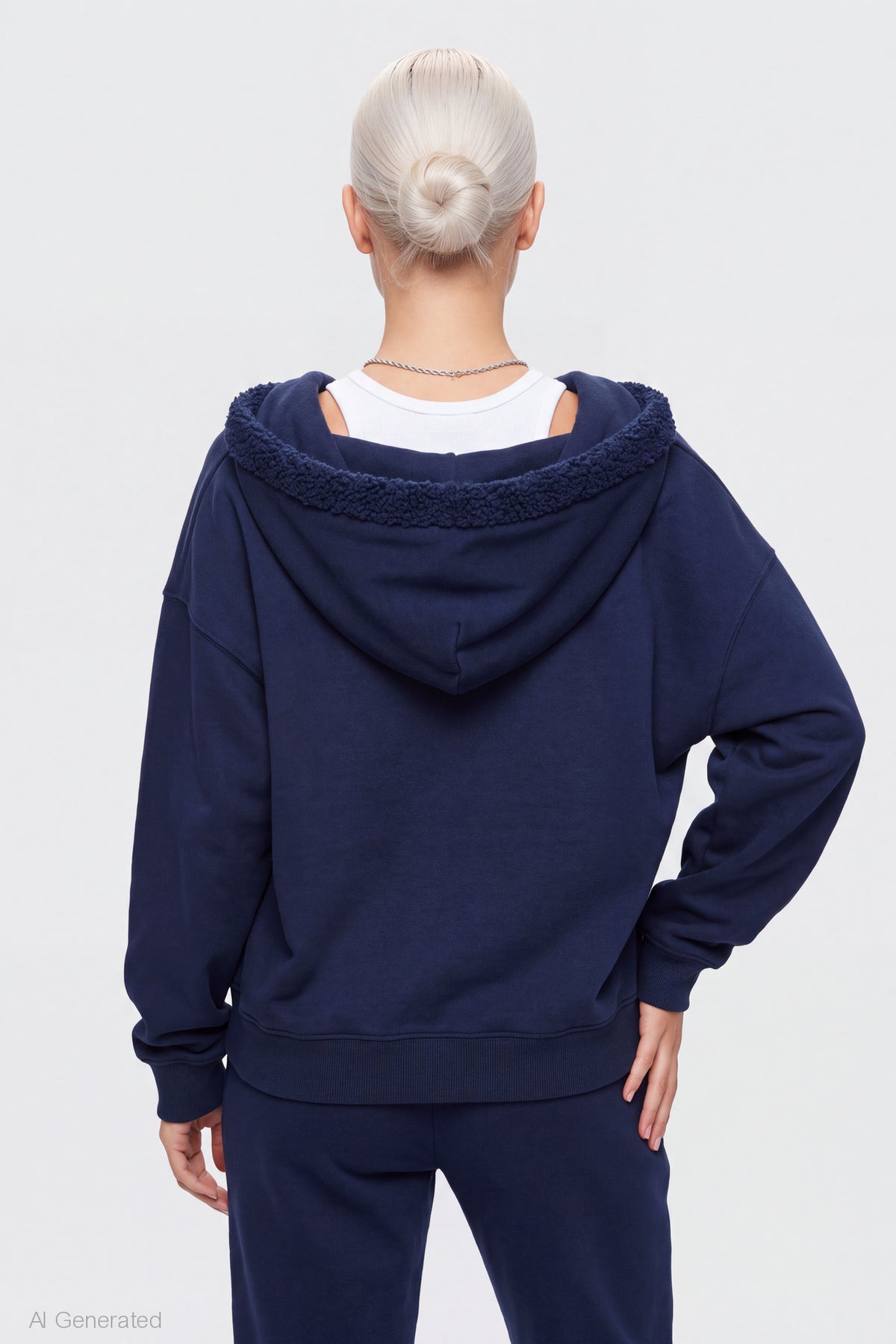 Alt View 2. Sherpa Lined Zip Hoodie - Navy