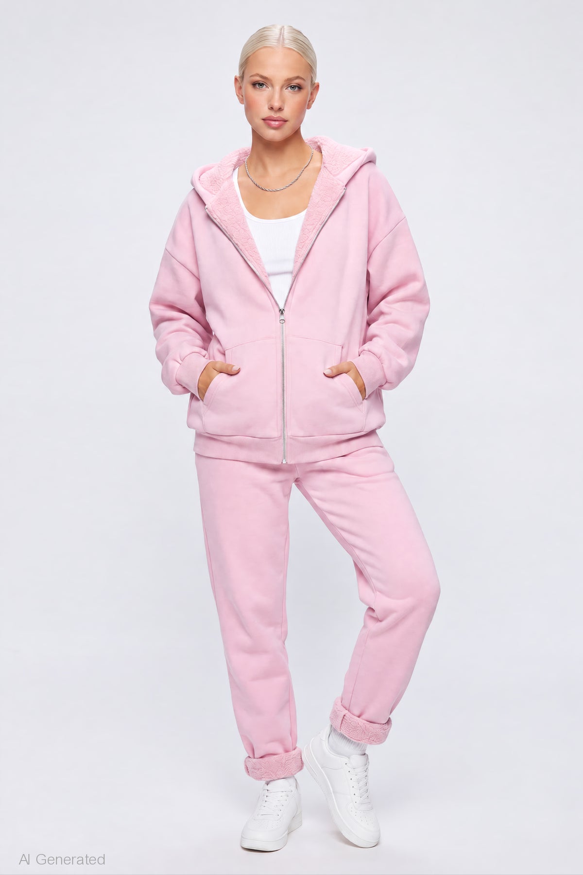 Alt View 3. Sherpa Lined Zip Hoodie - Pink