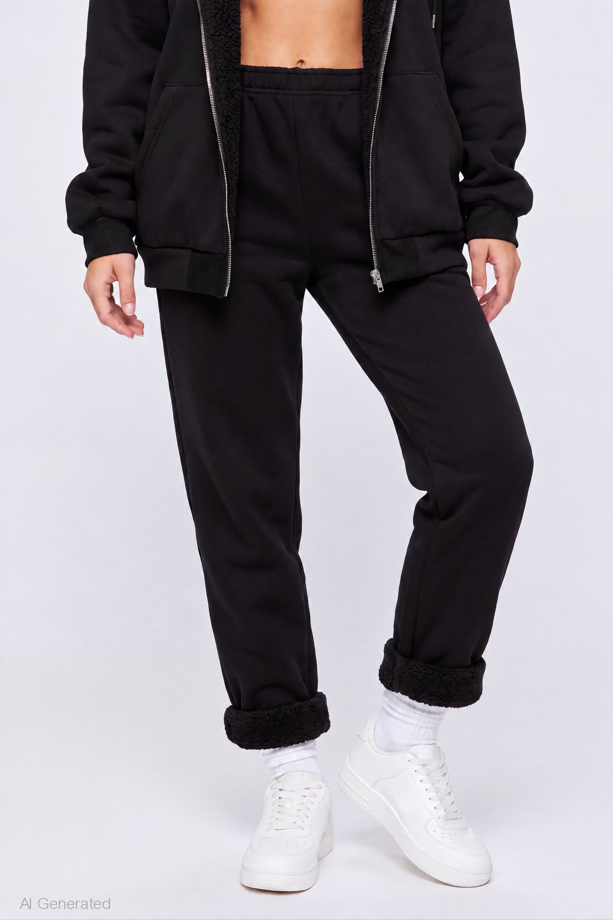Alt View 3. Sherpa Lined Jogger - Black