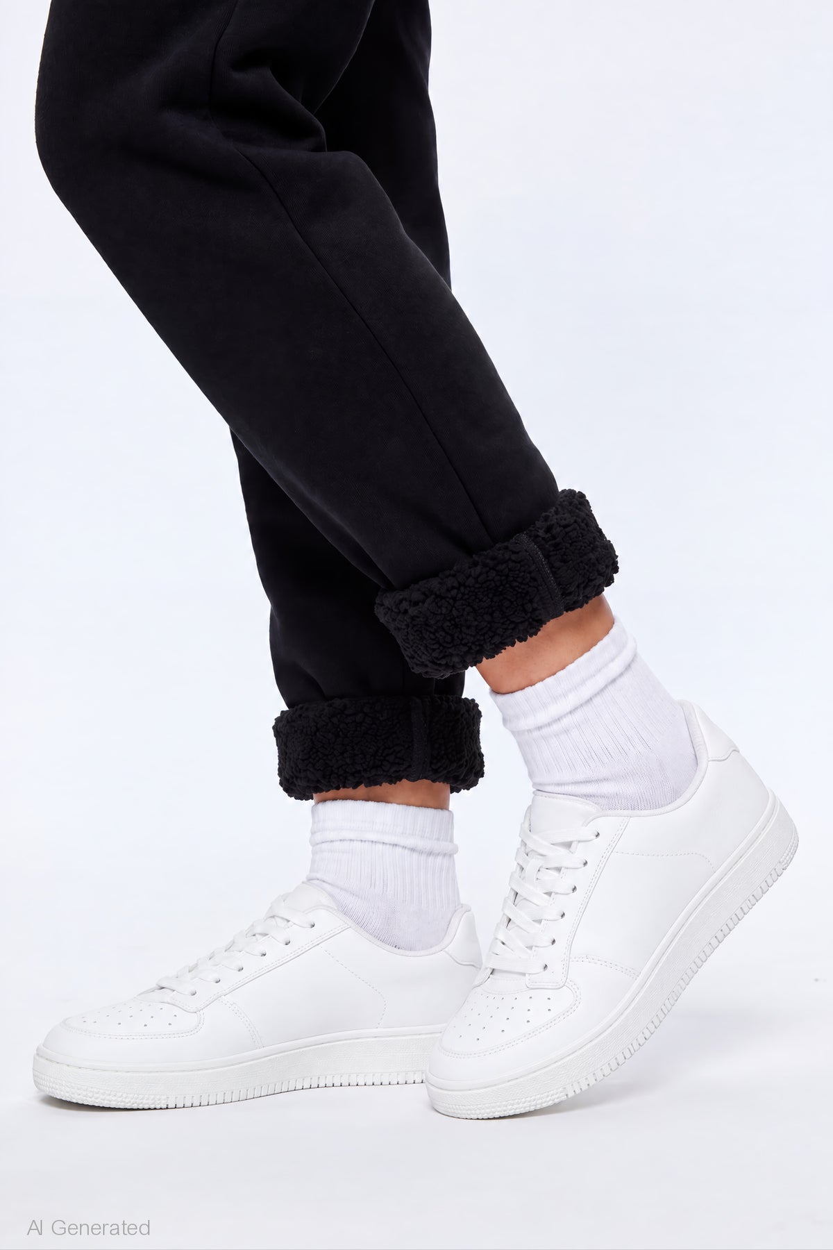 Alt View 4. Sherpa Lined Jogger - Black
