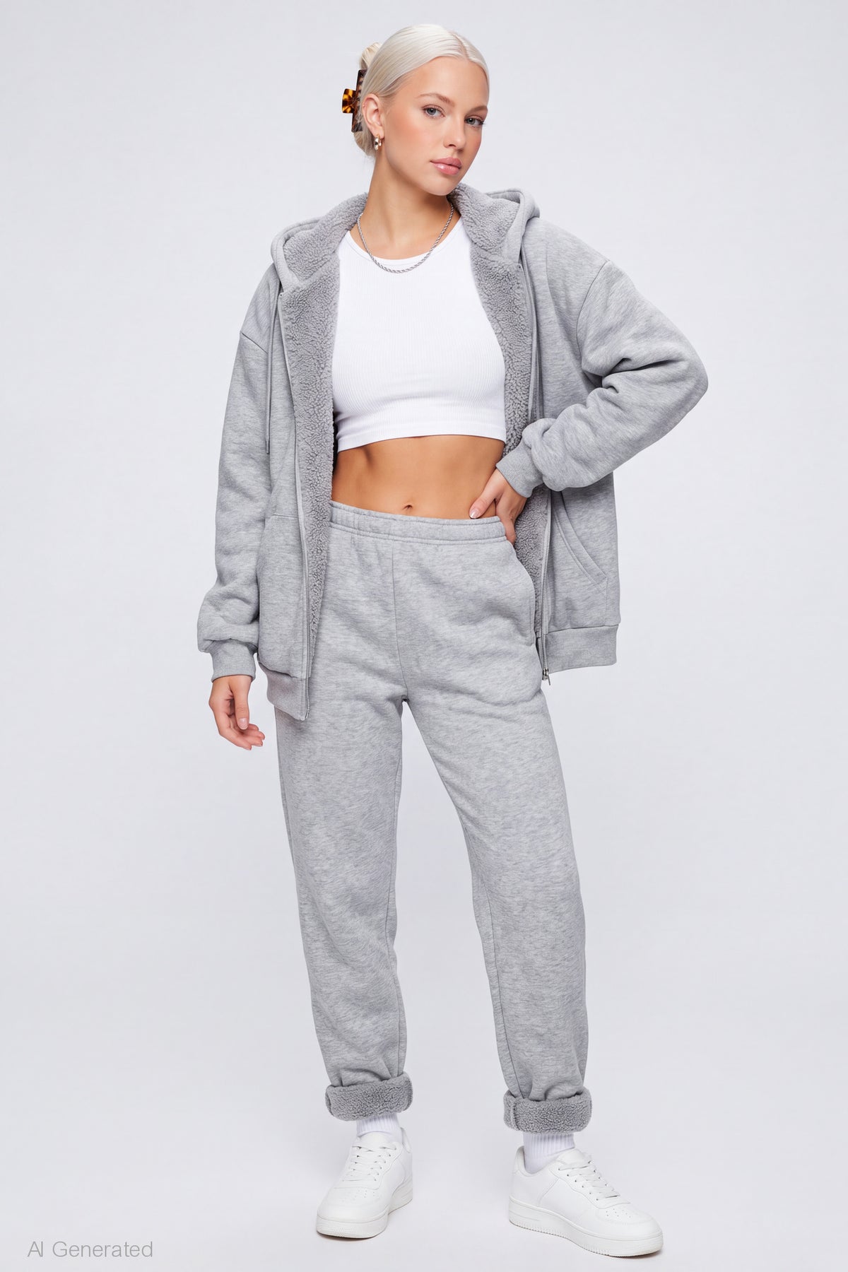 Sherpa Lined Jogger - Heather Grey