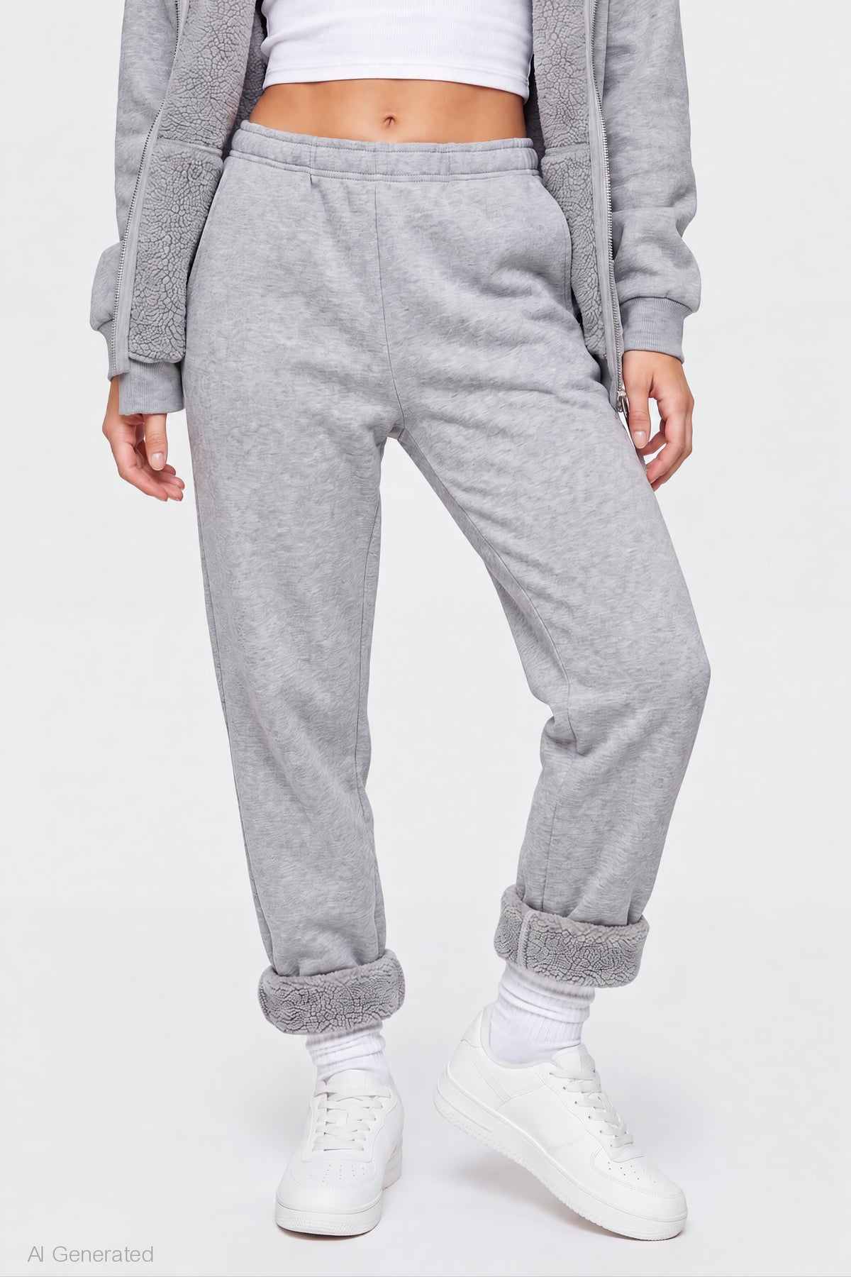 Alt View 3. Sherpa Lined Jogger - Heather Grey