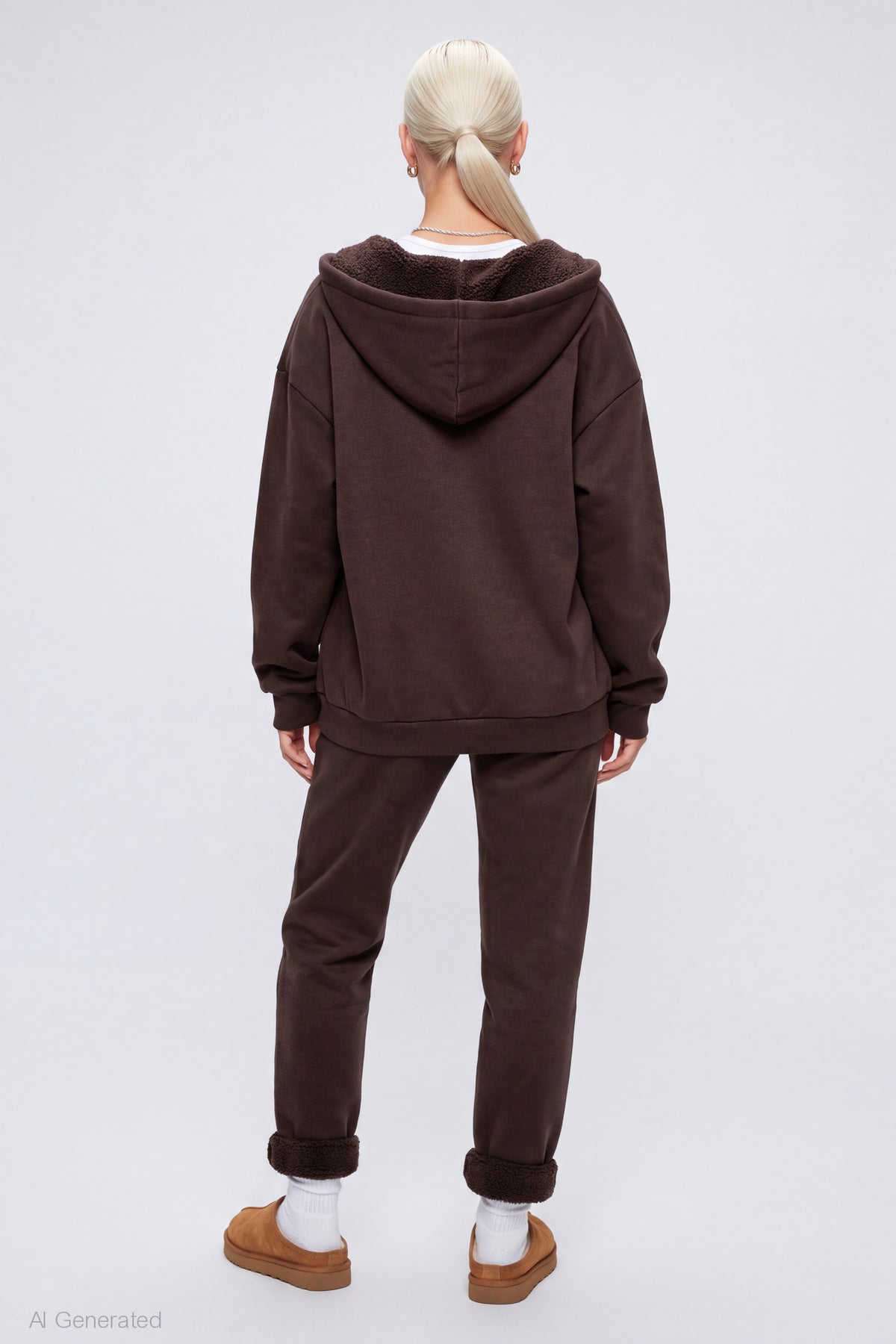 Alt View 2. Sherpa Lined Jogger - Brown