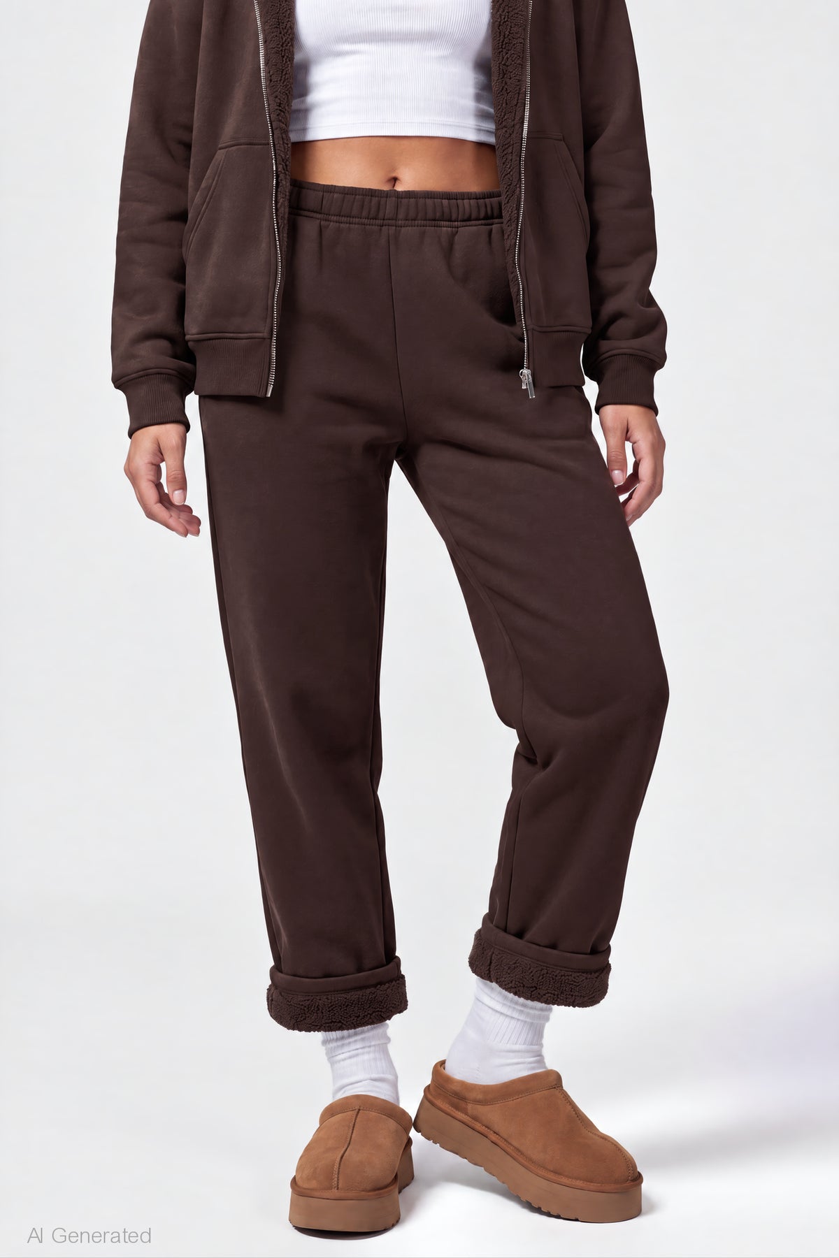 Alt View 3. Sherpa Lined Jogger - Brown