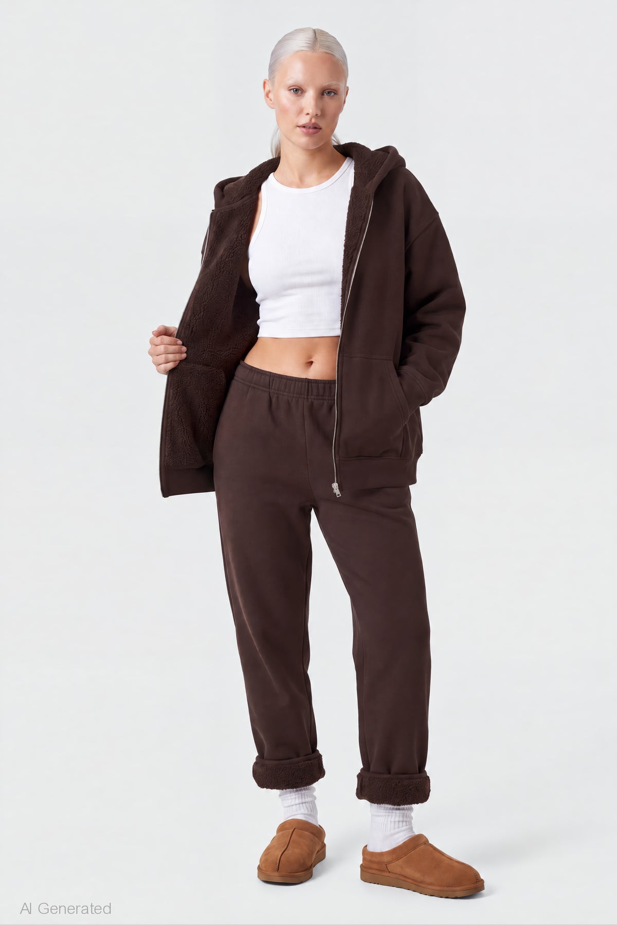 Sherpa Lined Jogger - Brown