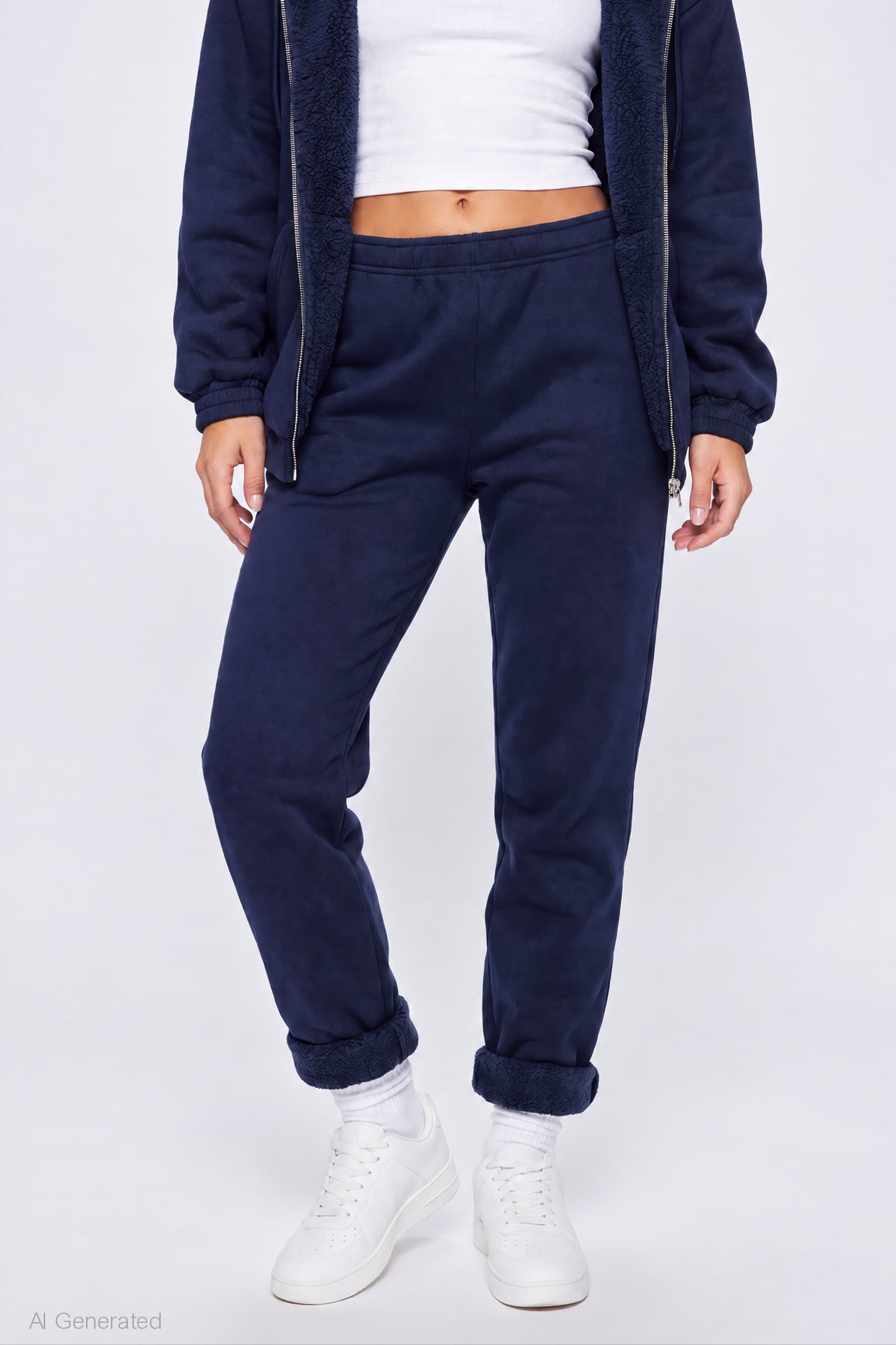 Alt View 3. Sherpa Lined Jogger - Navy