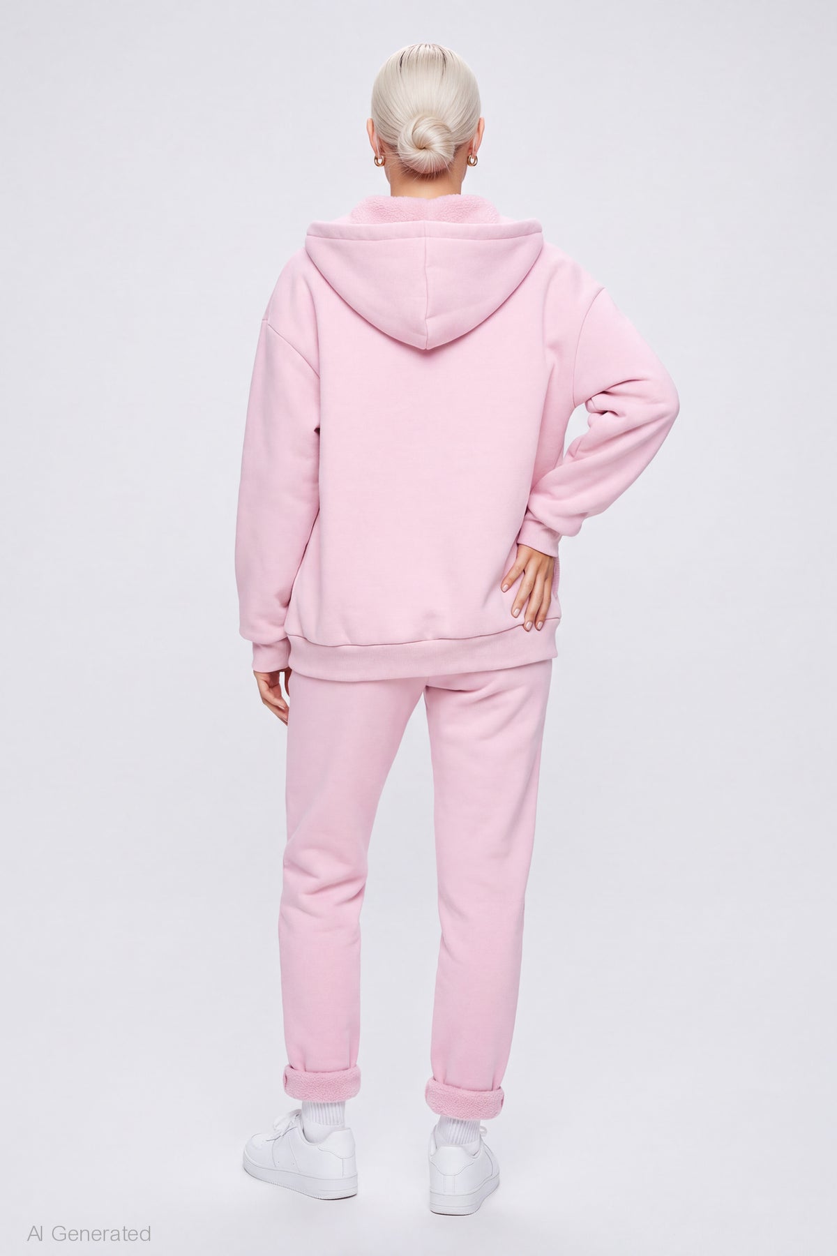 Alt View 2. Sherpa Lined Jogger - Pink