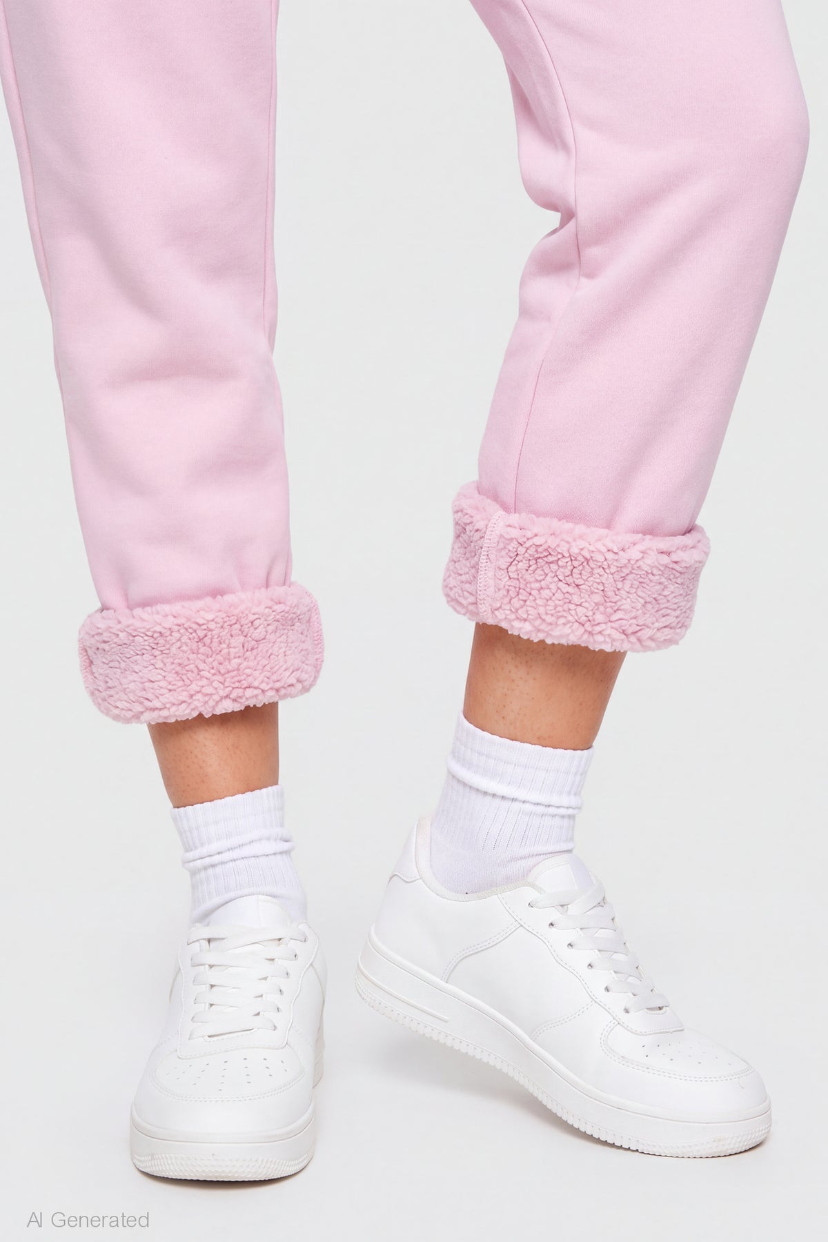 Alt View 4. Sherpa Lined Jogger - Pink