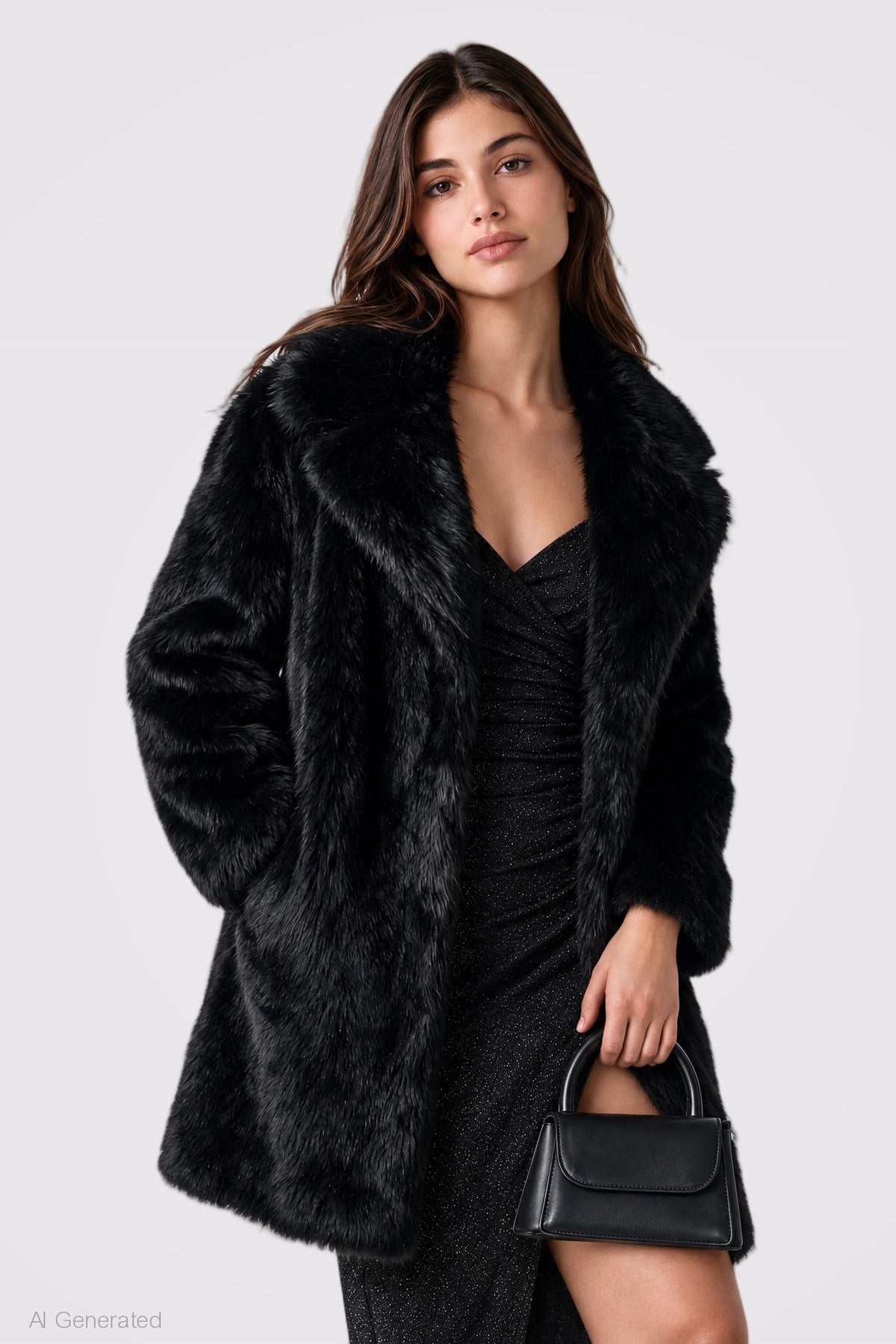 Alt View 3. Faux Fur Jacket - Black
