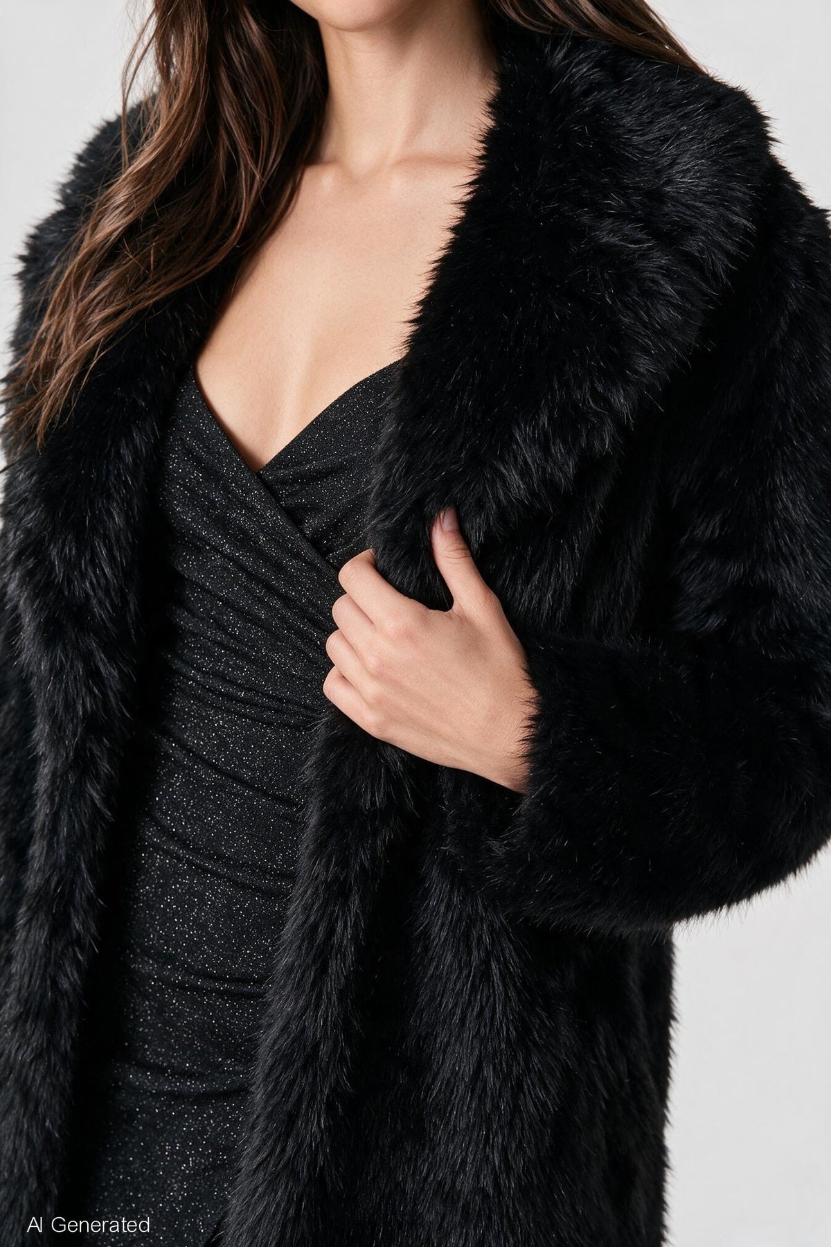 Alt View 4. Faux Fur Jacket - Black