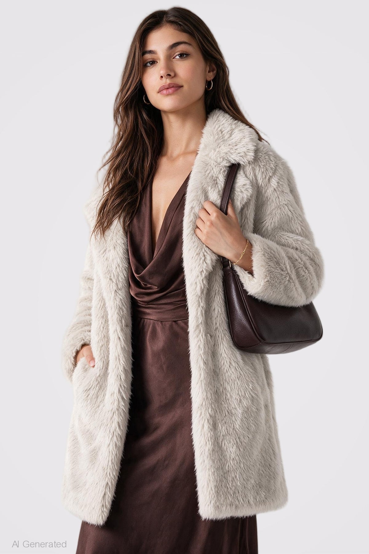 Alt View 3. Faux Fur Jacket - Cream