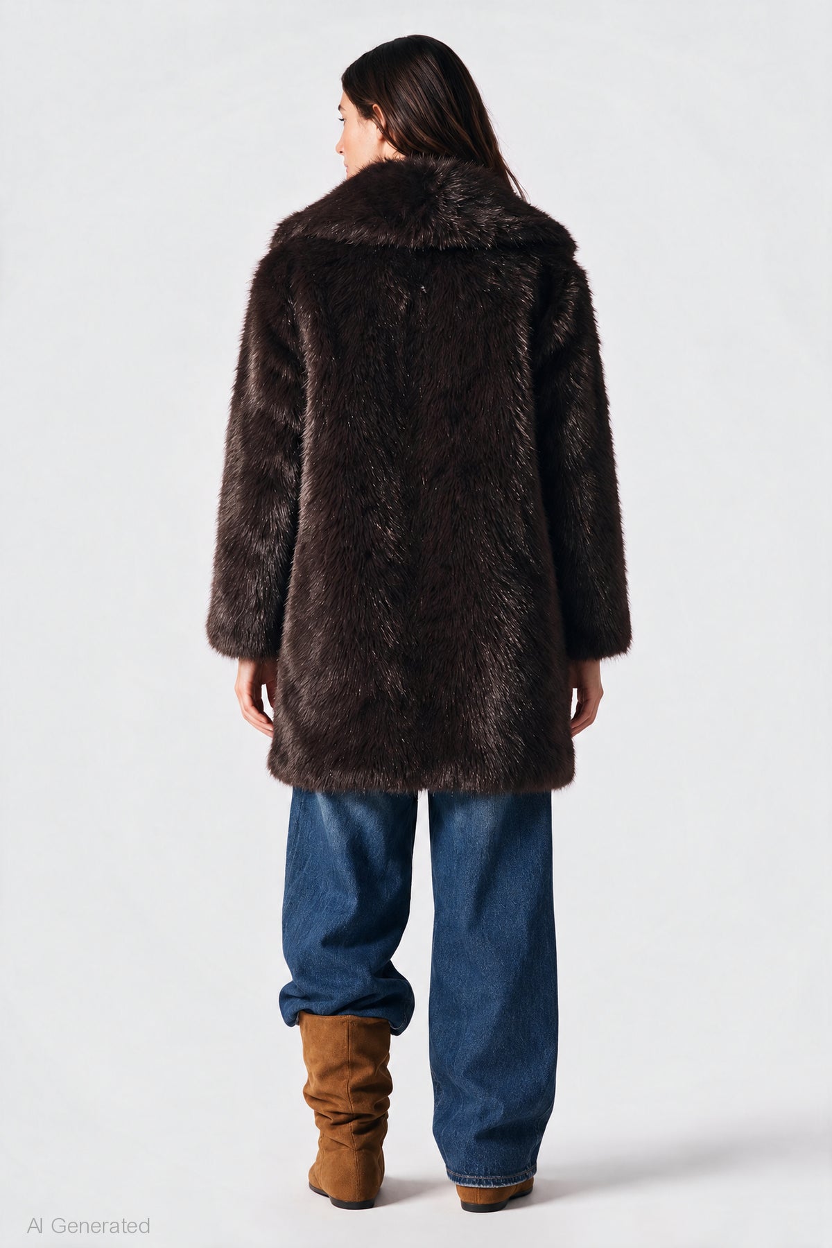 Alt View 2. Faux Fur Jacket - Brown