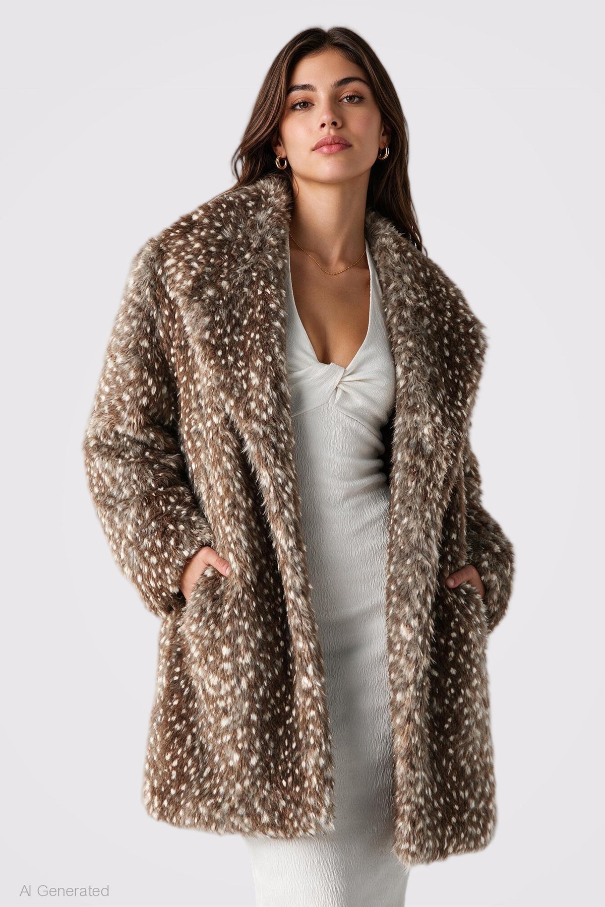 Alt View 3. Faux Fur Jacket - Light Brown